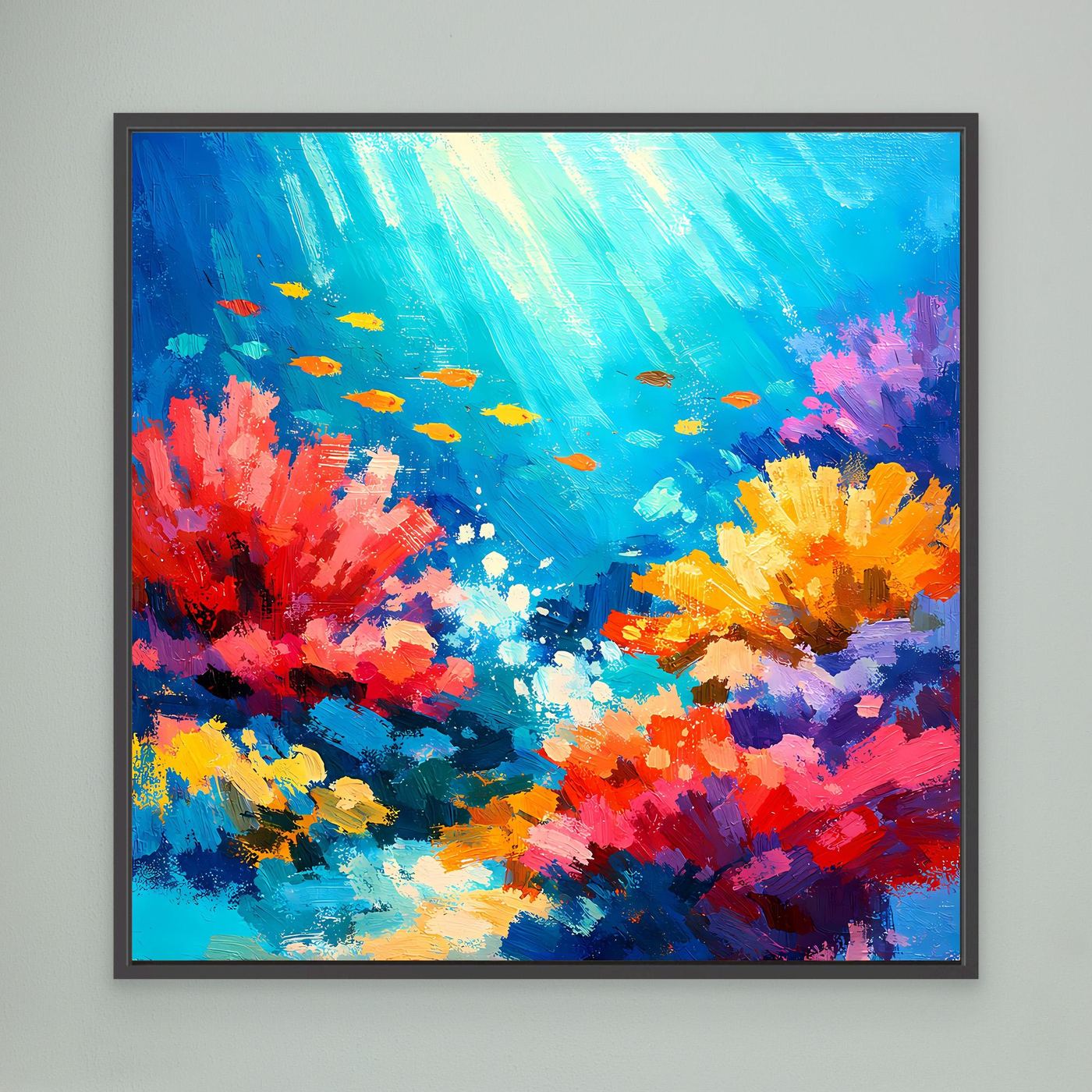 Leinwand Abstraktes Korallenriff Unterwasser | Modernes Ozean Wandbild Bunt