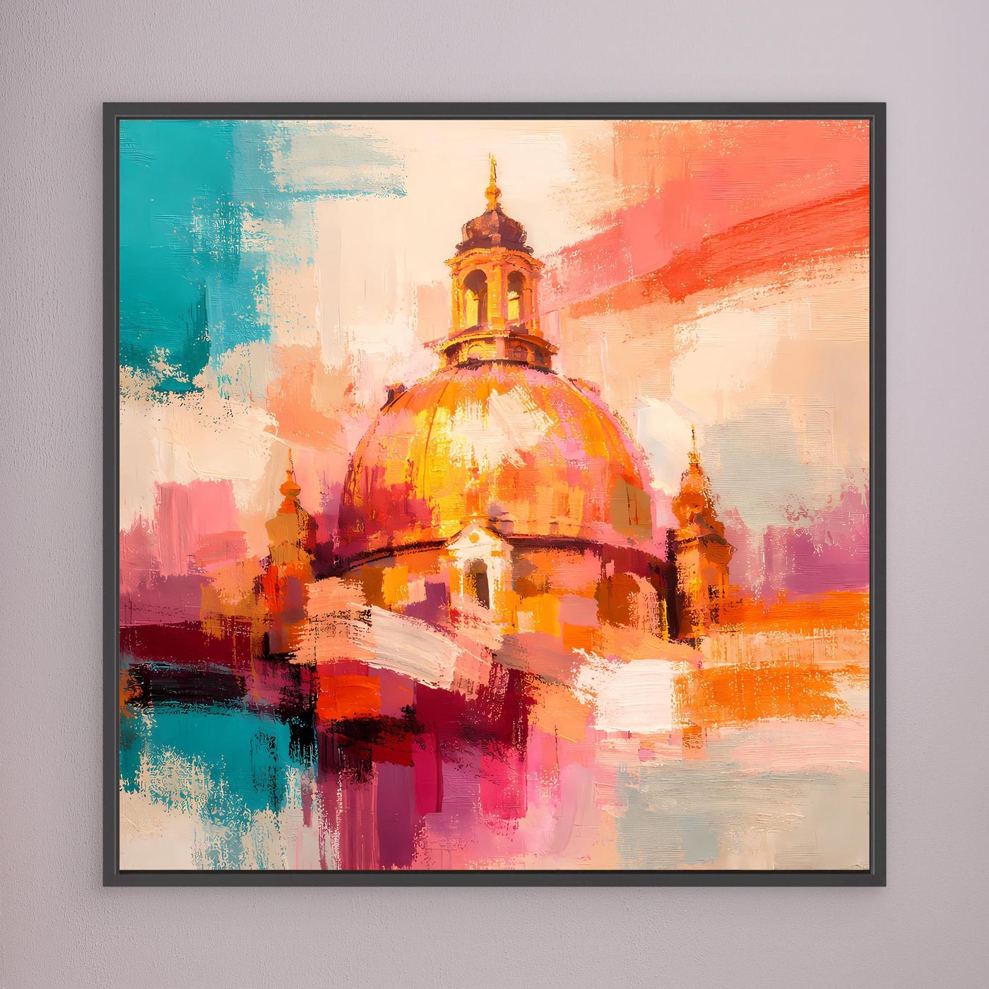 Leinwand Dresden Frauenkirche Wandbild | Abstraktes Architektur Bild Bunt
