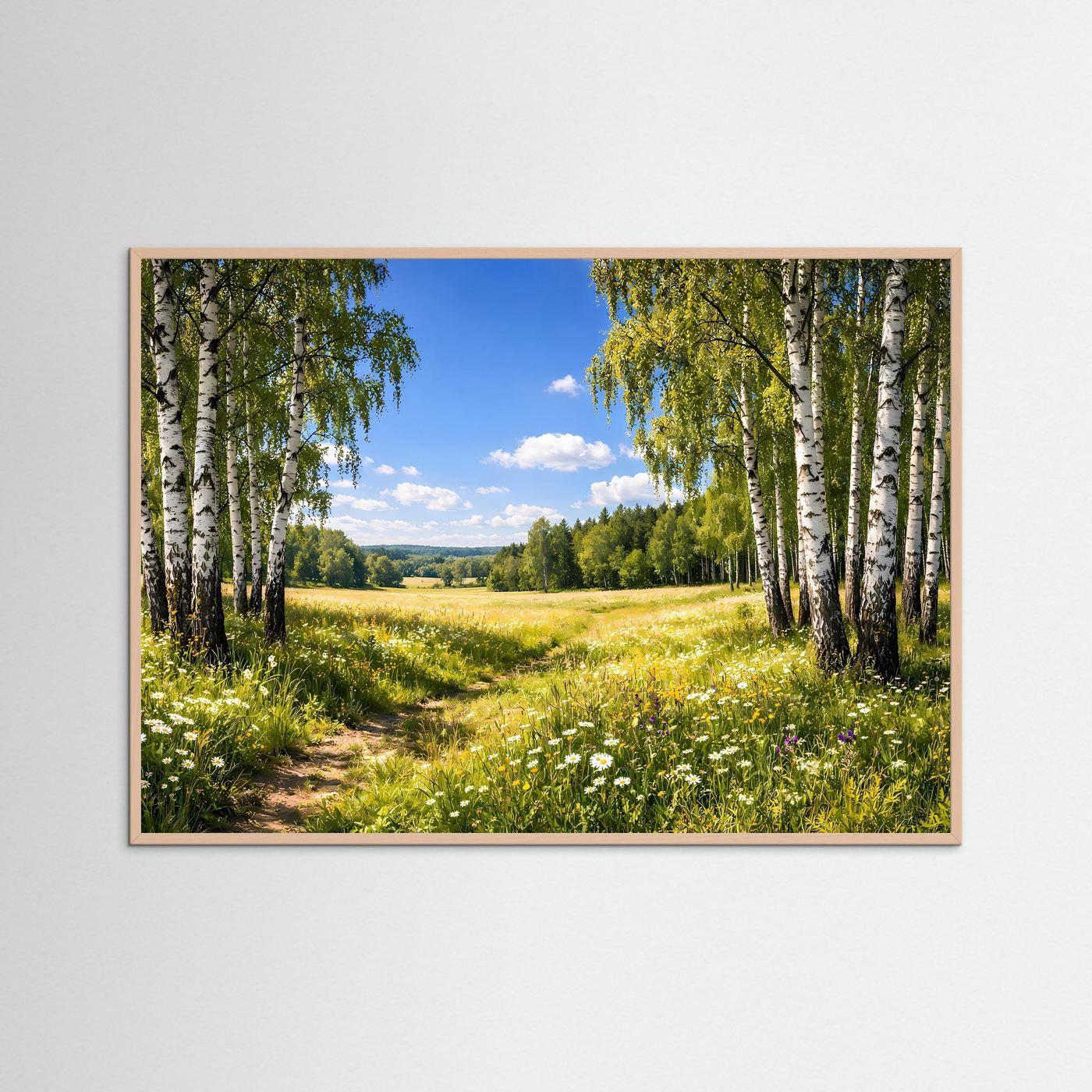 Lichter Birkenwald im Sommer | Panorama Wiesen & Natur Poster Querformat
