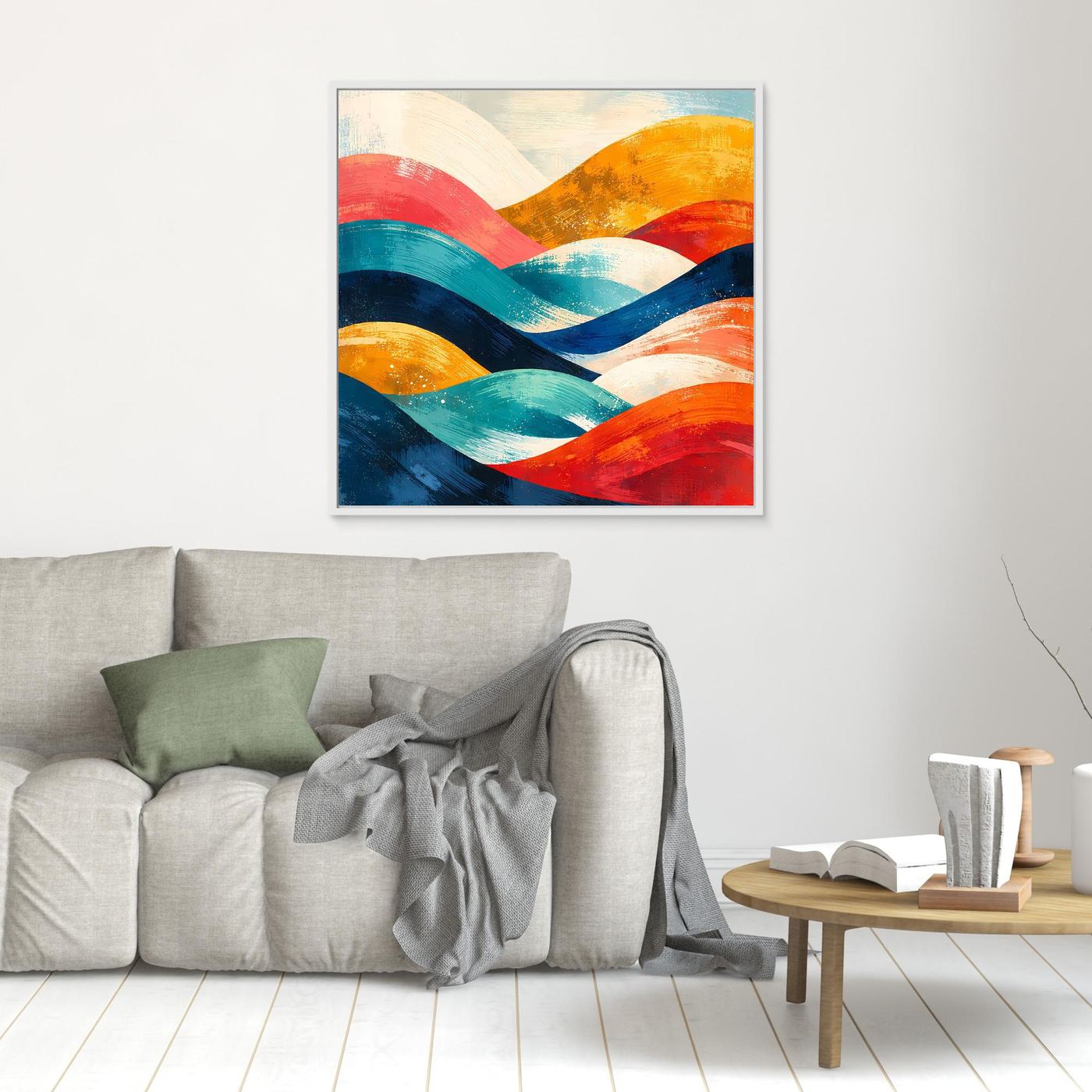 Leinwand Abstrakte Farbenfrohe Hügellandschaft | Modernes Wandbild auf Holz-Keilrahmen