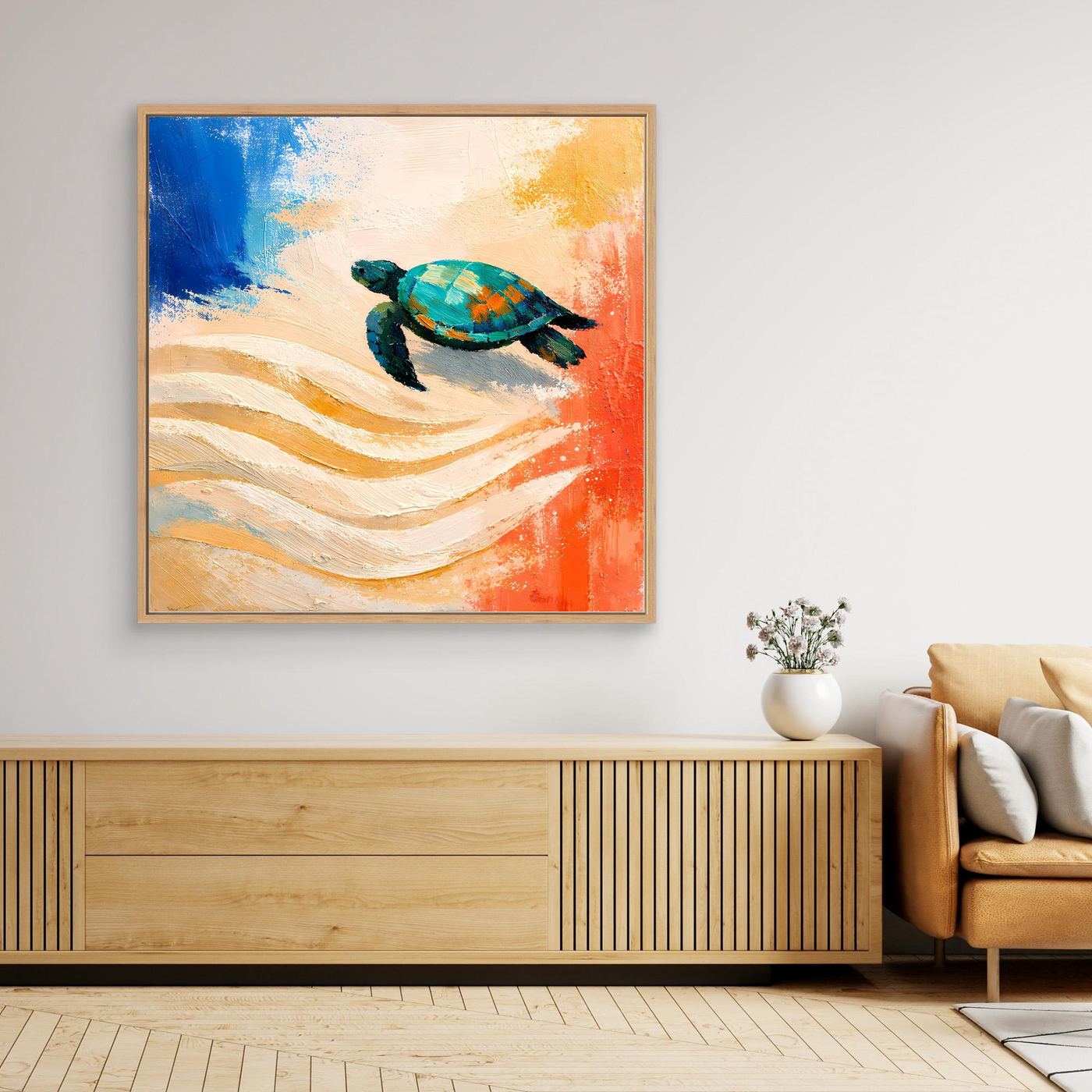 Leinwand Elegante Meeresschildkröte im Ozean | Abstraktes Strand & Meer Wandbild