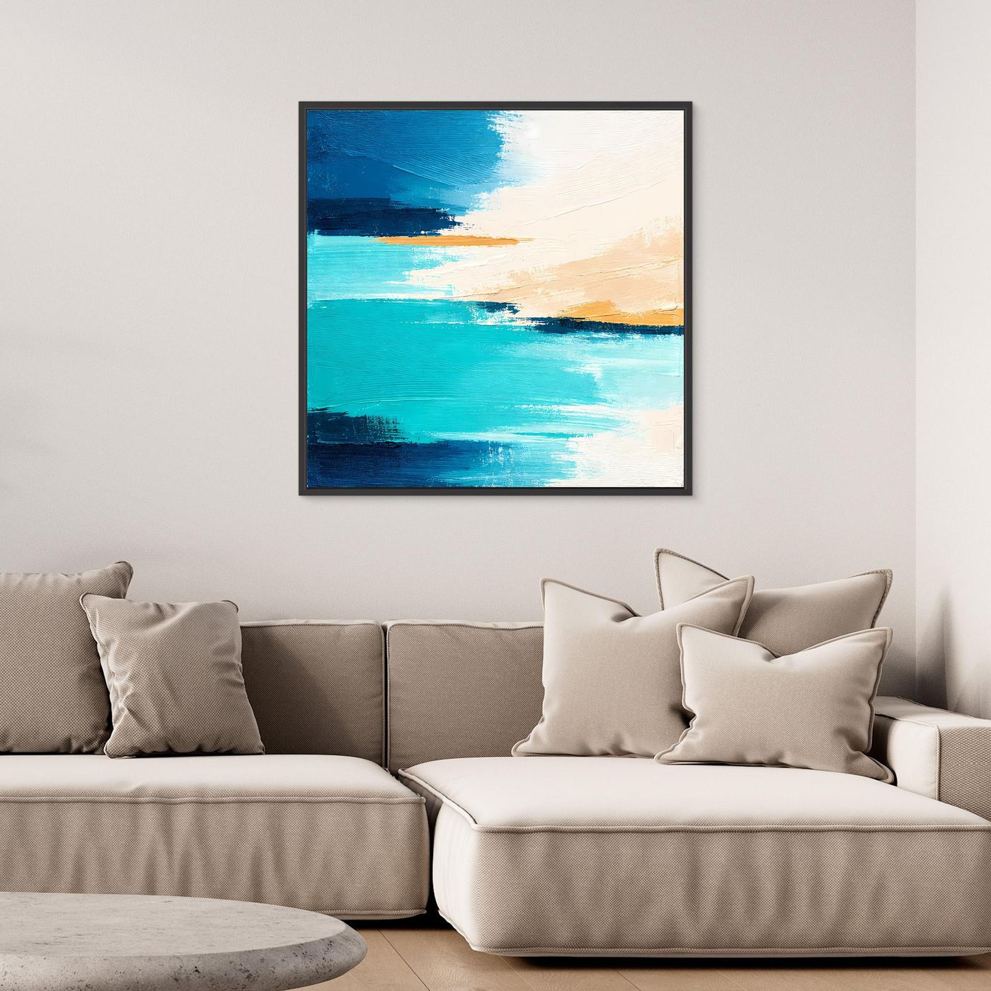 Leinwand Abstrakte Meeresbrise in Türkis und Beige | Modernes Acryl Wandbild