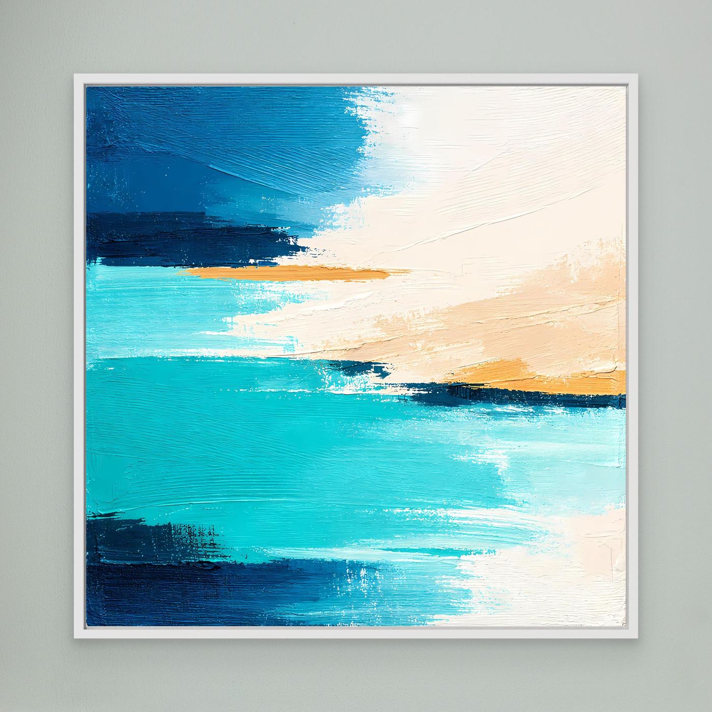 Leinwand Abstrakte Meeresbrise in Türkis und Beige | Modernes Acryl Wandbild