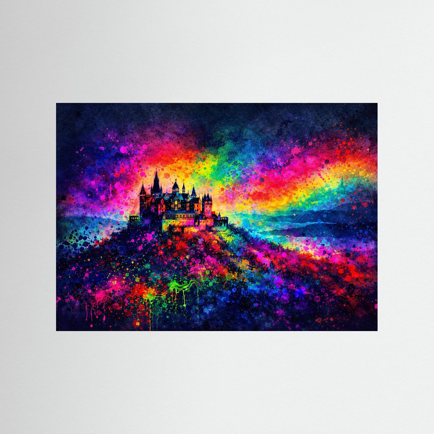 Majestätische Burg Hohenzollern Expressionismus | Bunte Architektur & Kunst Poster Querformat