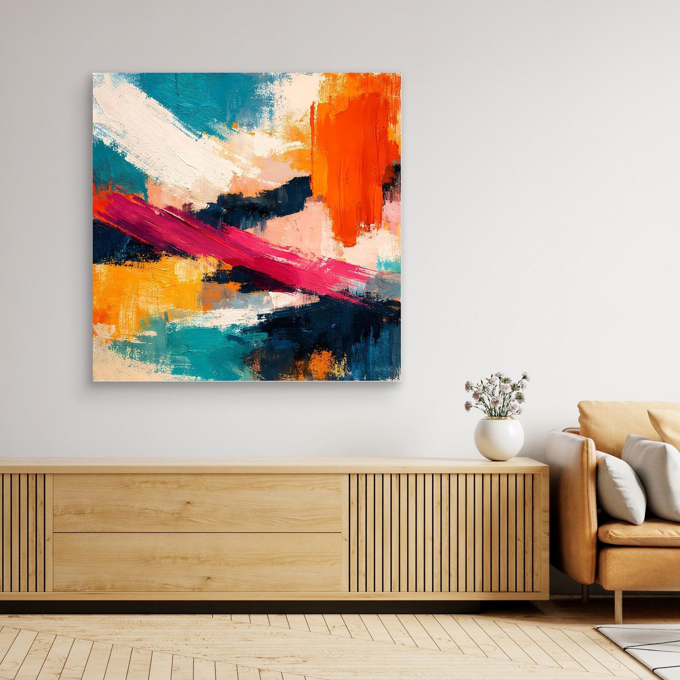 Premium Leinwand Modernes Abstraktes Gemälde | Wandbild Farbexplosion im Impasto-Stil