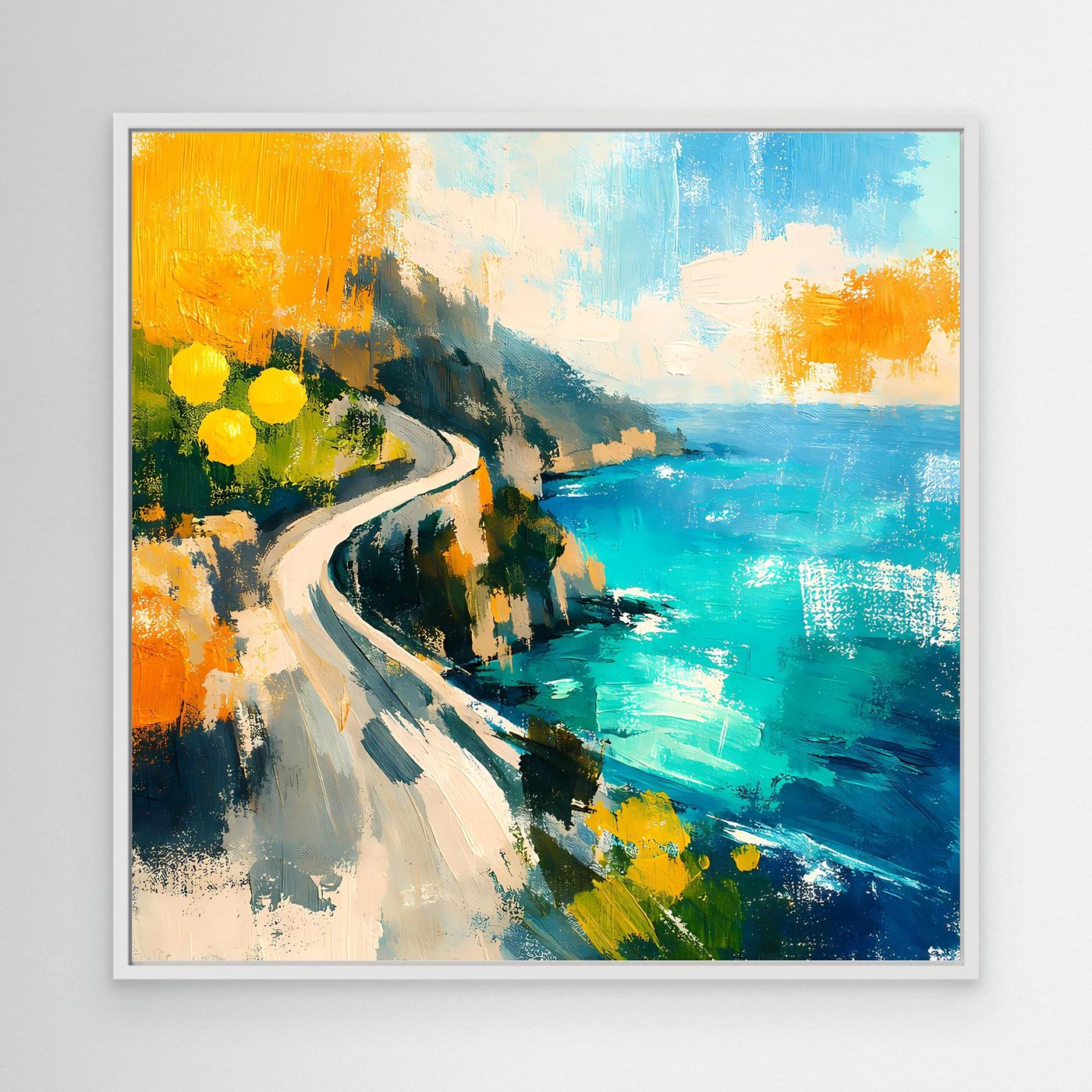 Leinwand Malerische Küstenstraße am Meer | Abstraktes Amalfi Wandbild