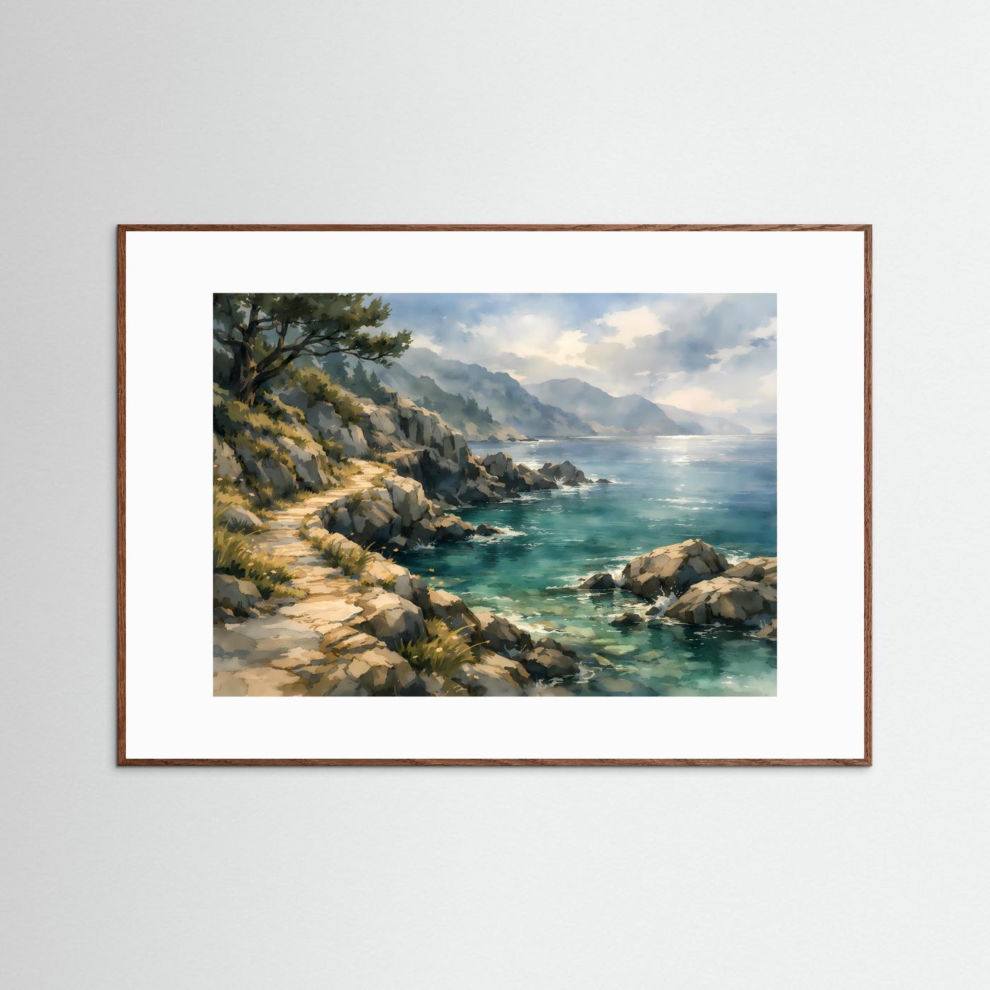 Mediterraner Küstenpfad am Meer | Panorama Natur & Landschaft Poster Querformat