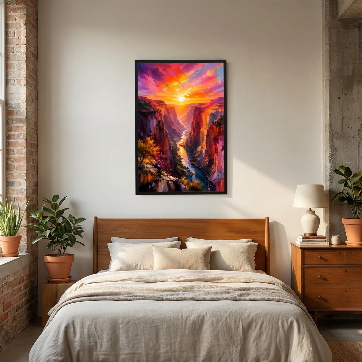 Leuchtender Canyon | Farbenfroher Sonnenuntergang über Schlucht | Poster Hochformat