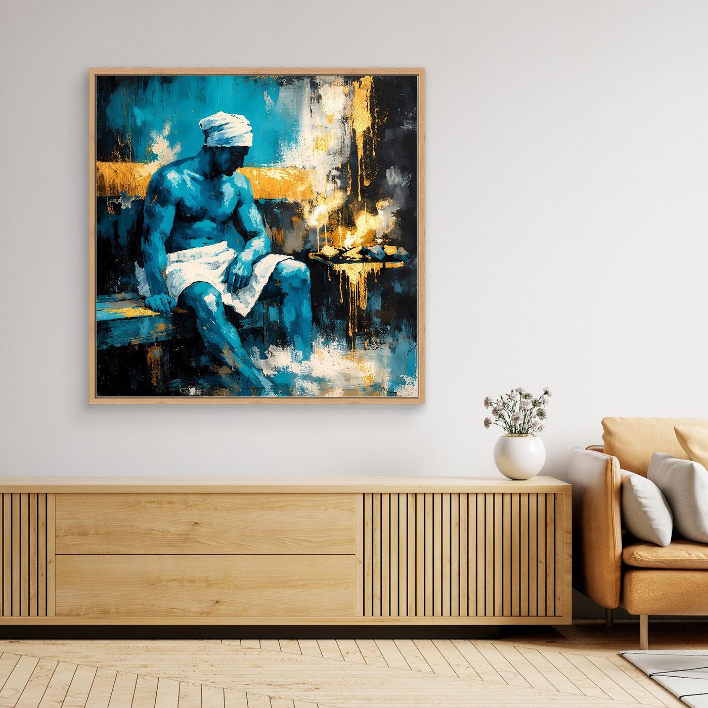 Leinwand Entspannung in der Sauna | Modernes Abstraktes Wellness Wandbild
