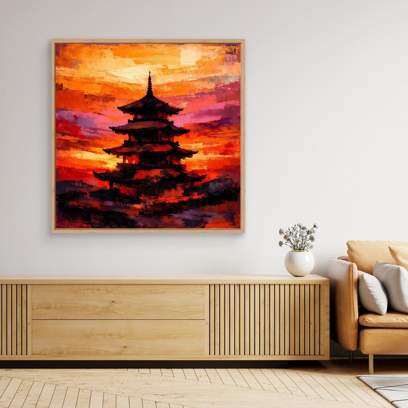 Leinwandbild Traditionelle Japanische Pagode | Abstraktes Asien-Wandbild