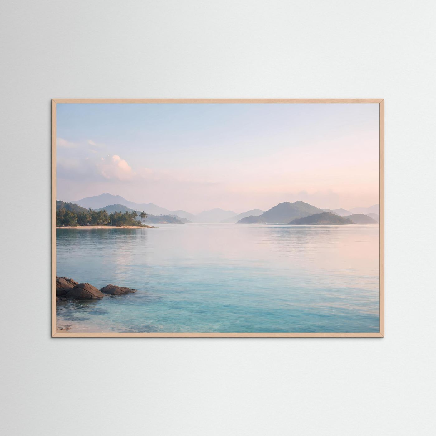 Tropische Bucht im Morgengrauen | Paradiesisches Insel Panorama Poster Querformat