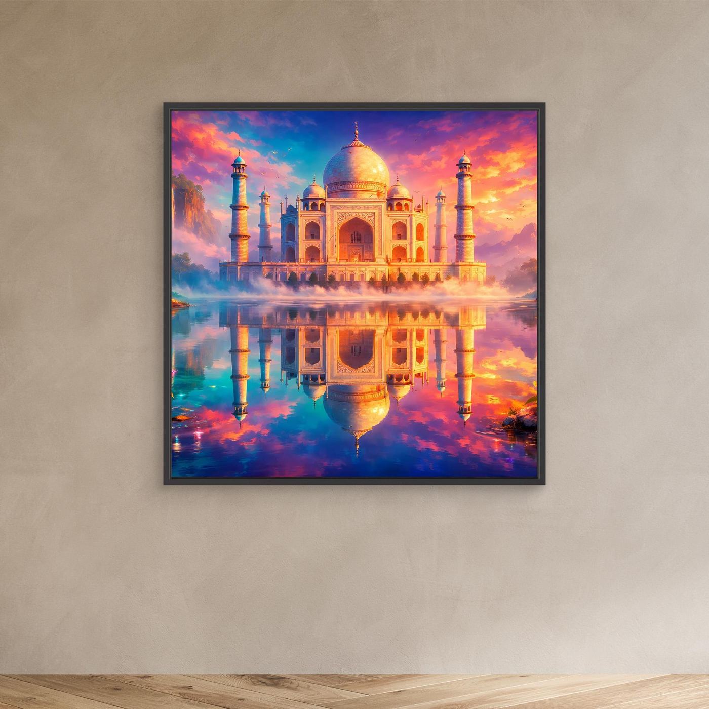 Leinwandbild Magisches Taj Mahal | Orientalisches Palast Wandbild auf echtem Holzkeilrahmen