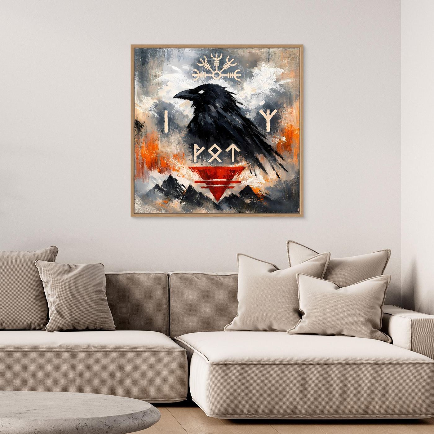 Leinwand Odin's Rabe | Wikinger Runen & Vegvísir Nordisches Wandbild