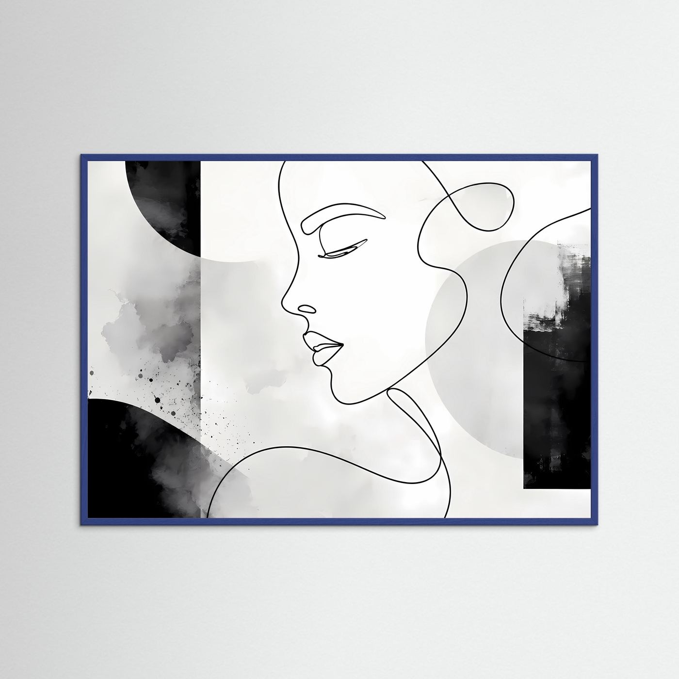 Minimalistisches One Line Gesicht Wandbild | Schwarz Weiß Line Art Poster | Modernes Frauenportrait | Skandinavische Boho Kunst | Abstrakte Leinwand
