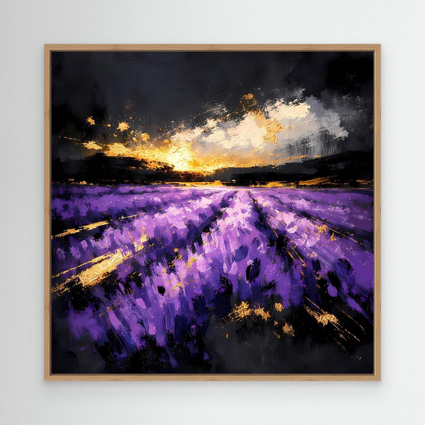 Leinwand Magisches Lavendelfeld bei Sonnenuntergang | Abstraktes Natur Wandbild