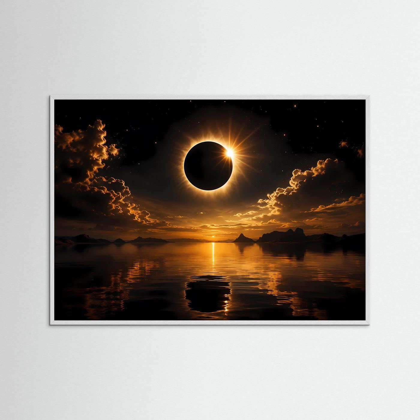 Faszinierende Sonnenfinsternis über dem See | Kosmos & Natur Poster