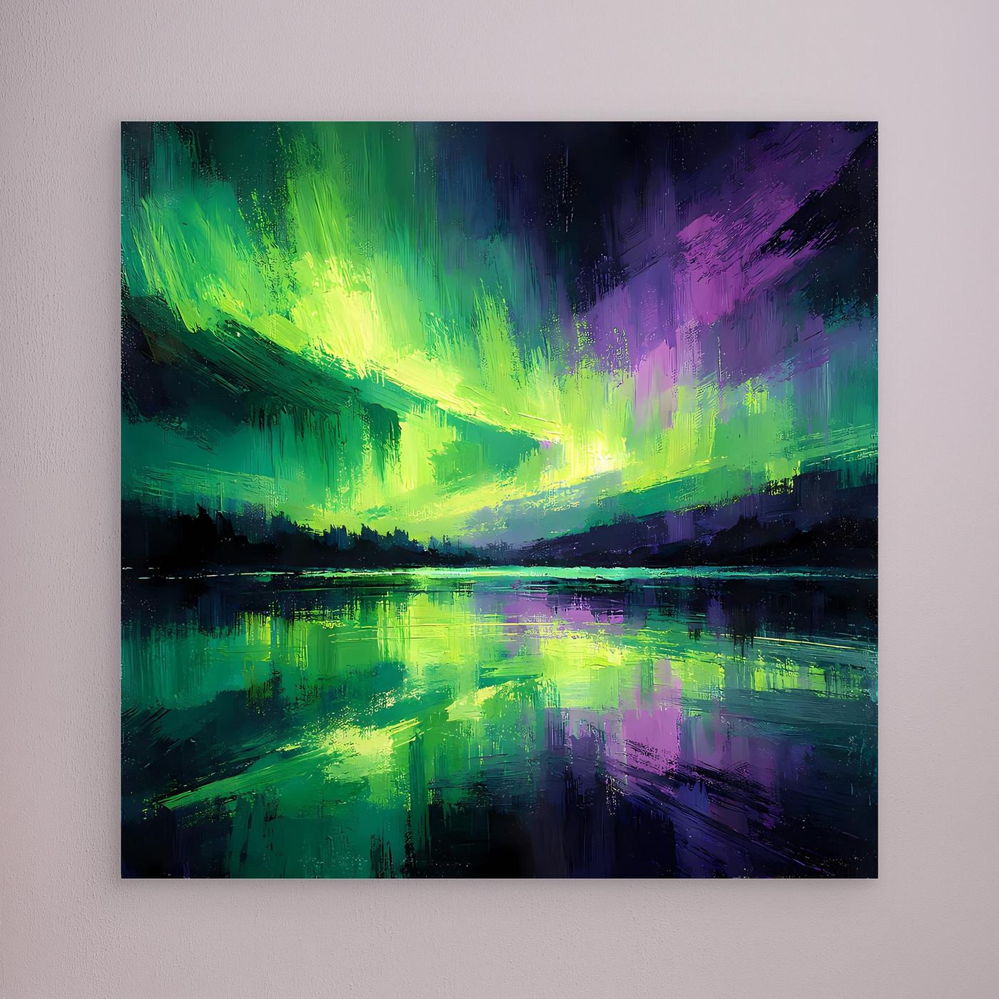 Leinwand Magisches Polarlicht | Abstraktes Nordlicht Natur Wandbild