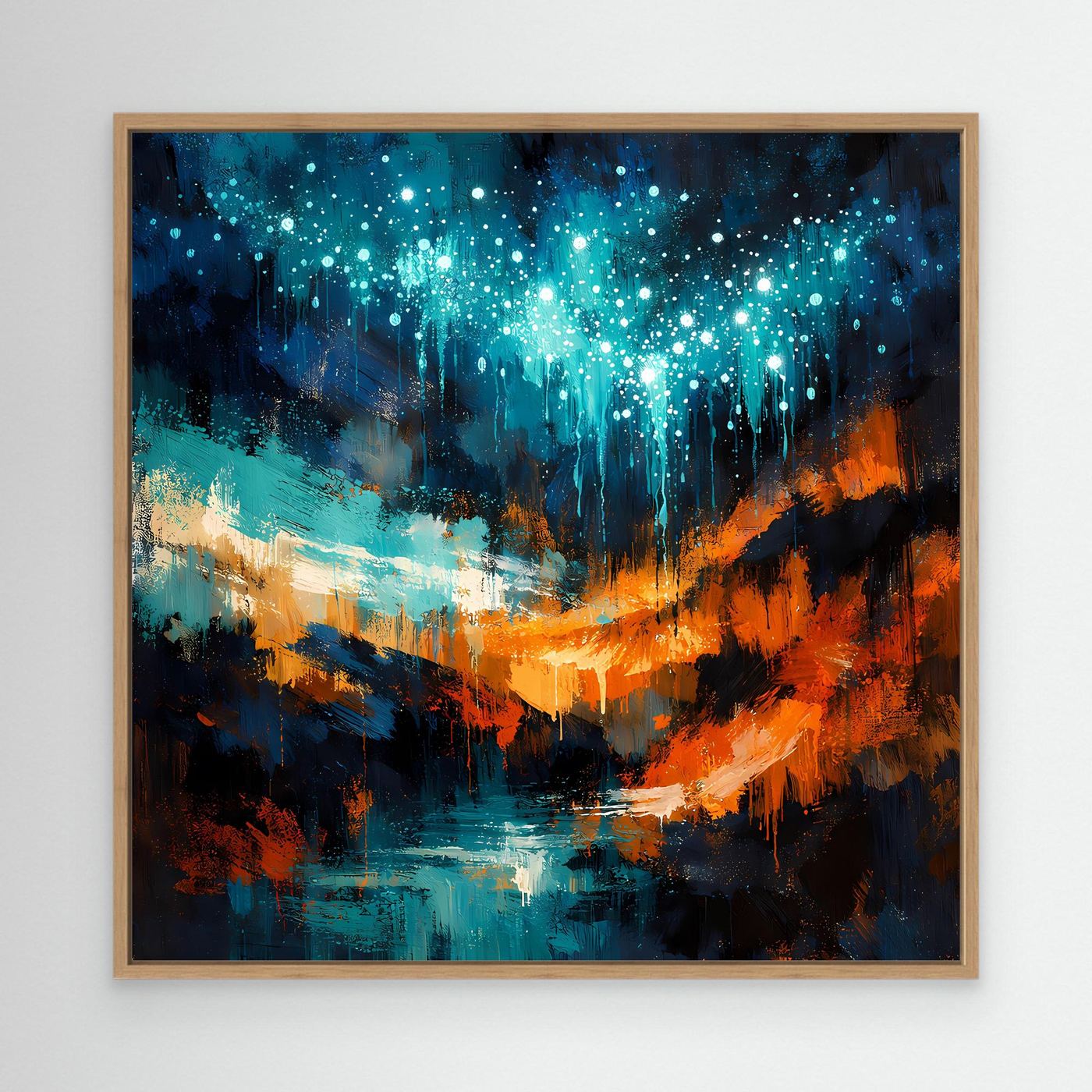 Leinwand Magische Glühwürmchen-Höhle | Abstraktes Natur Fantasy Wandbild