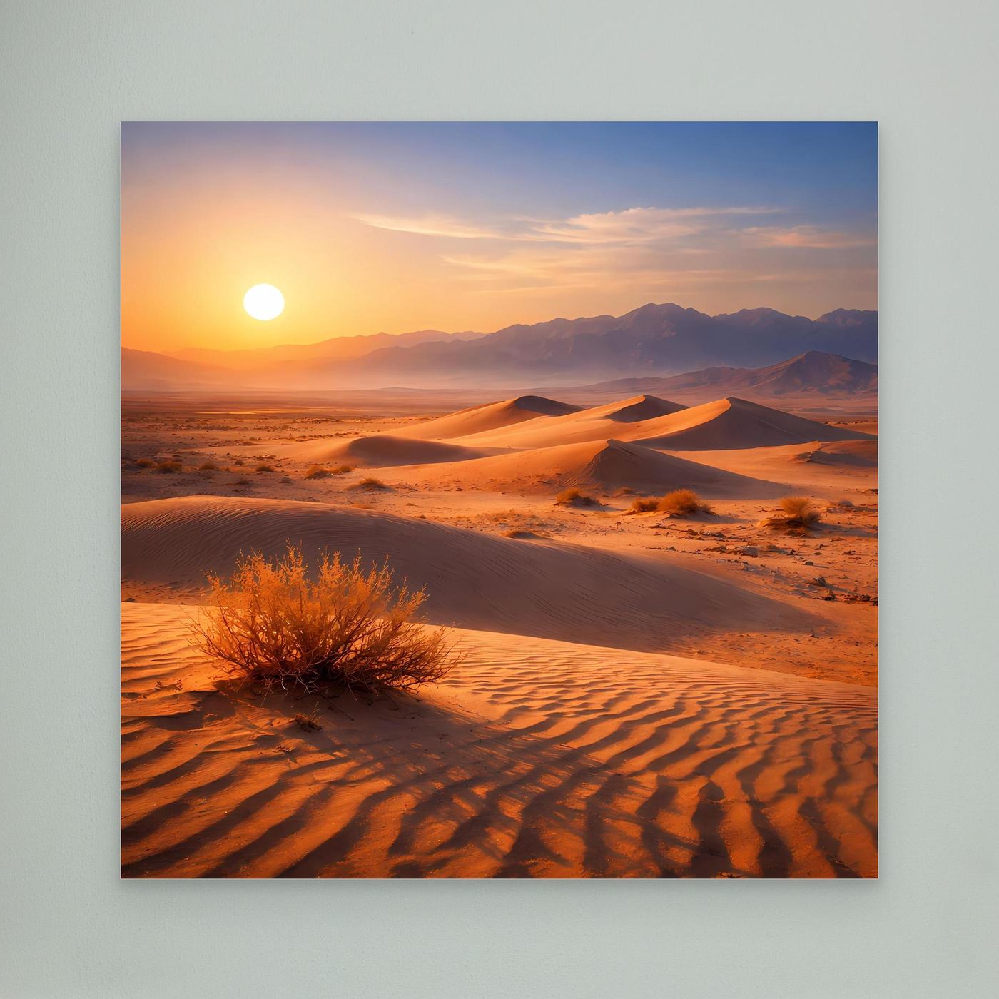 Leinwand Goldener Sonnenuntergang in der Wüste | Modernes Dünen-Landschaft Wandbild