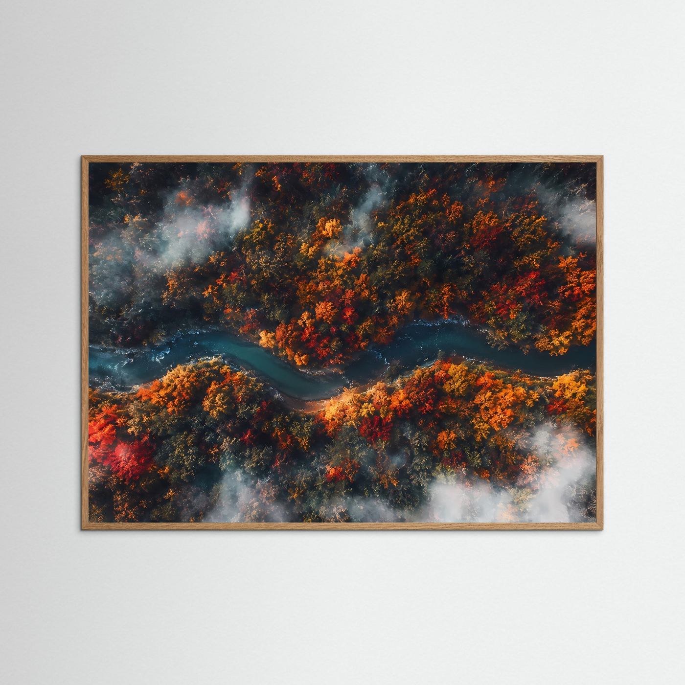 Herbstwald aus der Vogelperspektive | Mystischer Fluss im Nebel