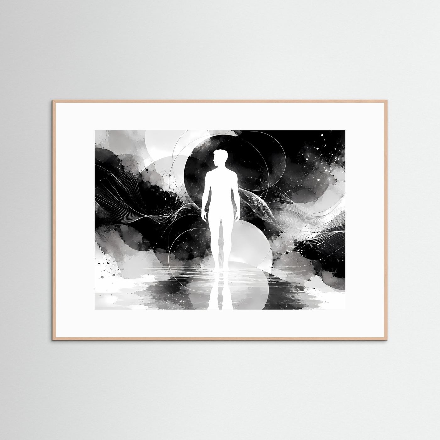 Abstrakte Mensch Silhouette Schwarz Weiß Poster | Minimalistische Line Art | Moderne Wandkunst | Spirituelles Design | Zeitgenössische Leinwand