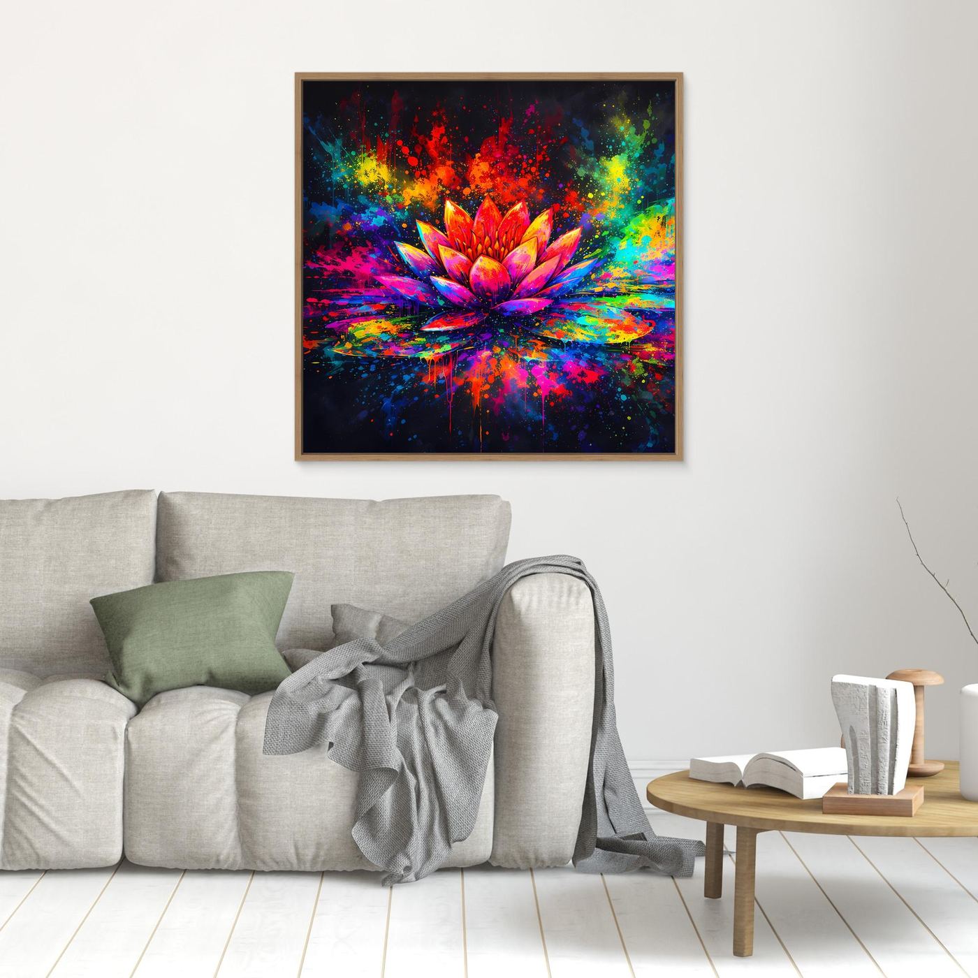 Leinwandbild Farbenfrohe Seerose | Abstraktes Lotus Wandbild auf Keilrahmen
