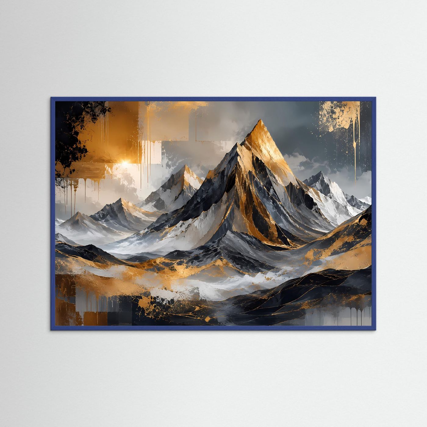 Goldene Gipfel | Abstraktes Berg-Panorama & Natur Poster im Querformat