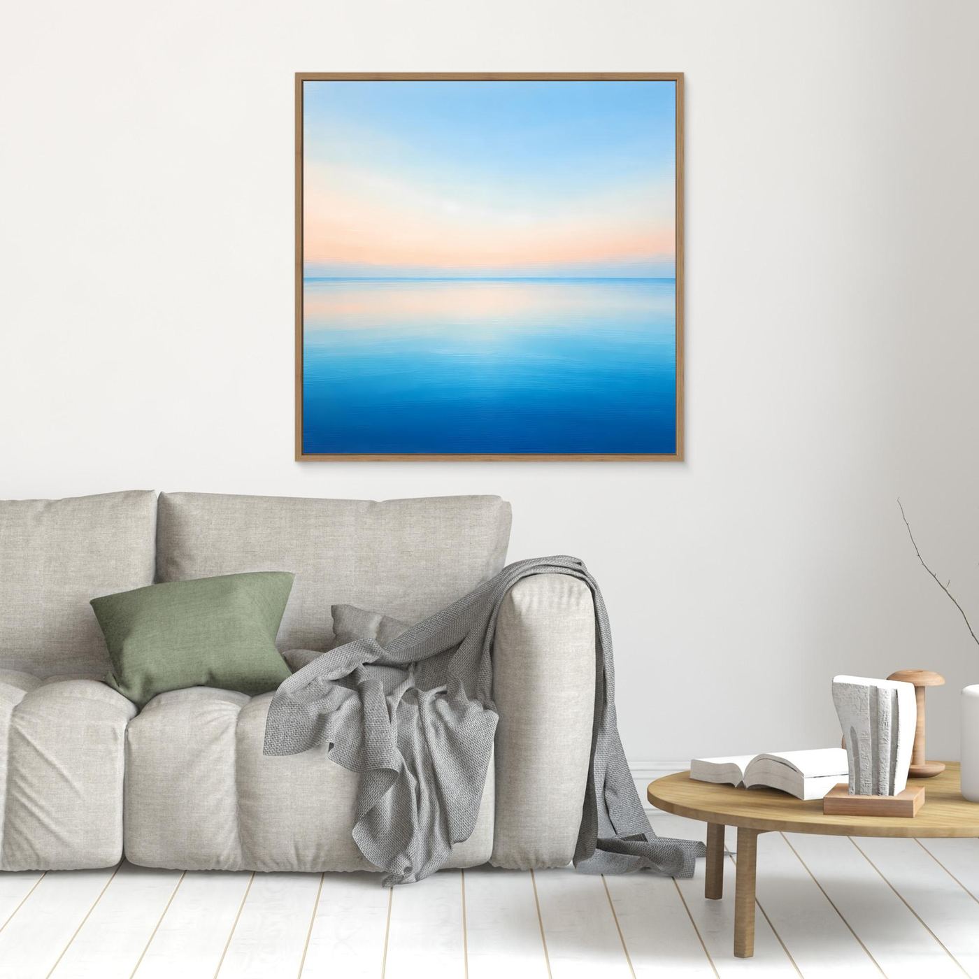 Leinwand Minimalistischer Meereshorizont im Pastelllicht | Abstraktes Ozean Wandbild