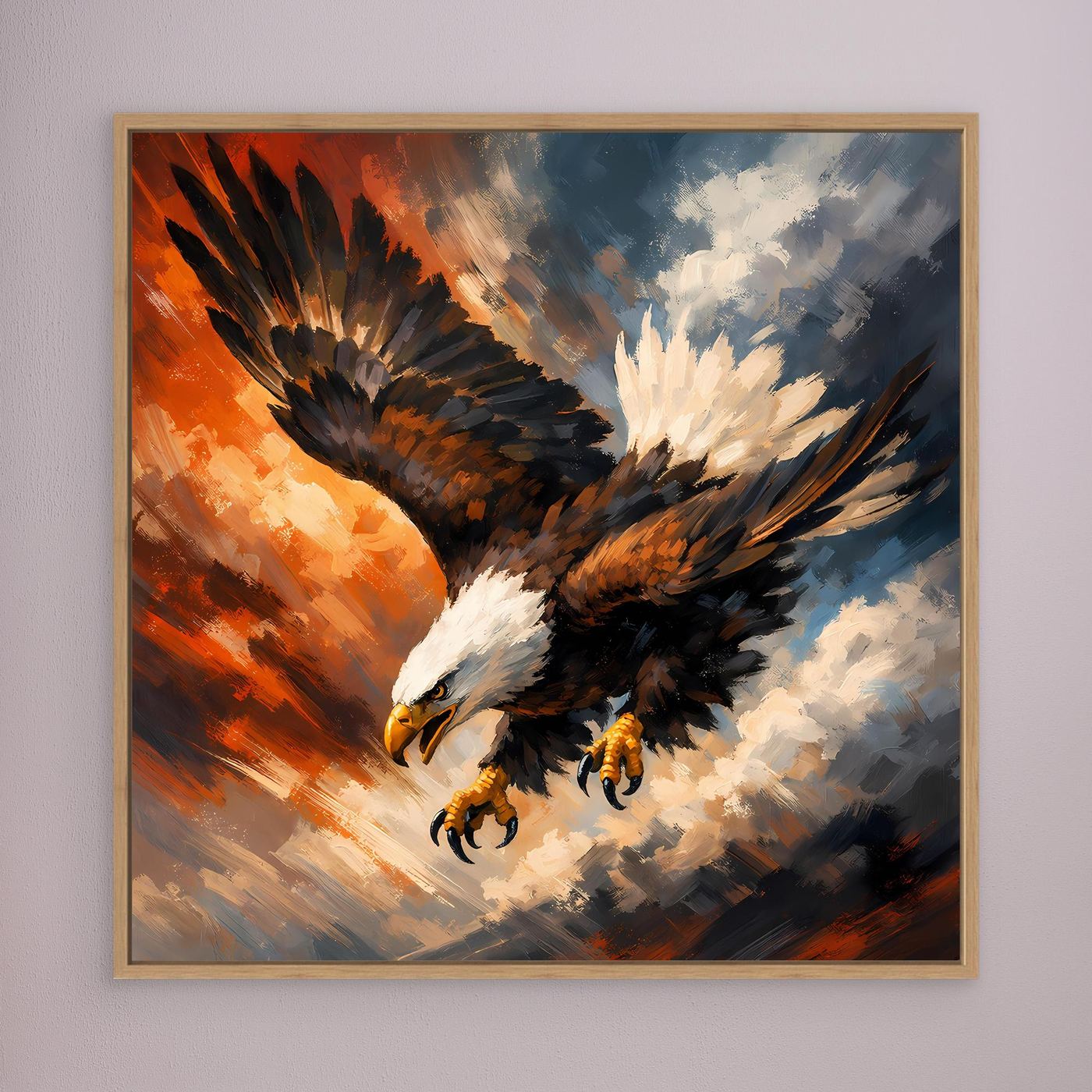 Leinwand Abstraktes Adler Gemälde | Modernes Kraftvolles Wandbild Fliegender Seeadler