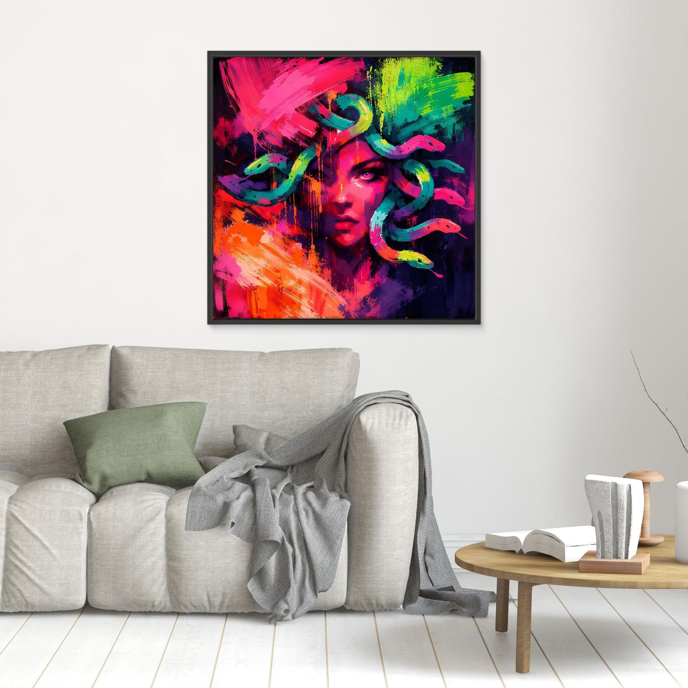 Leinwandbild Abstrakte Medusa im Neon-Stil | Moderner Mythos