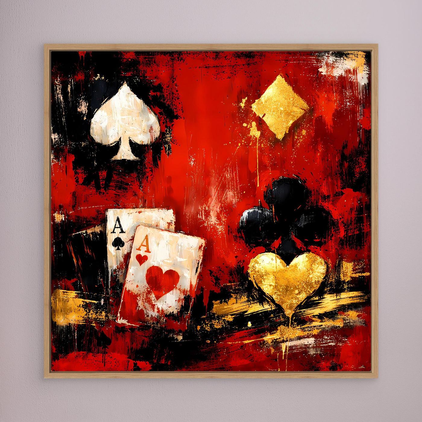 Leinwand Abstraktes Poker-Design mit Assen | Modernes Spielkarten Wandbild Kunst