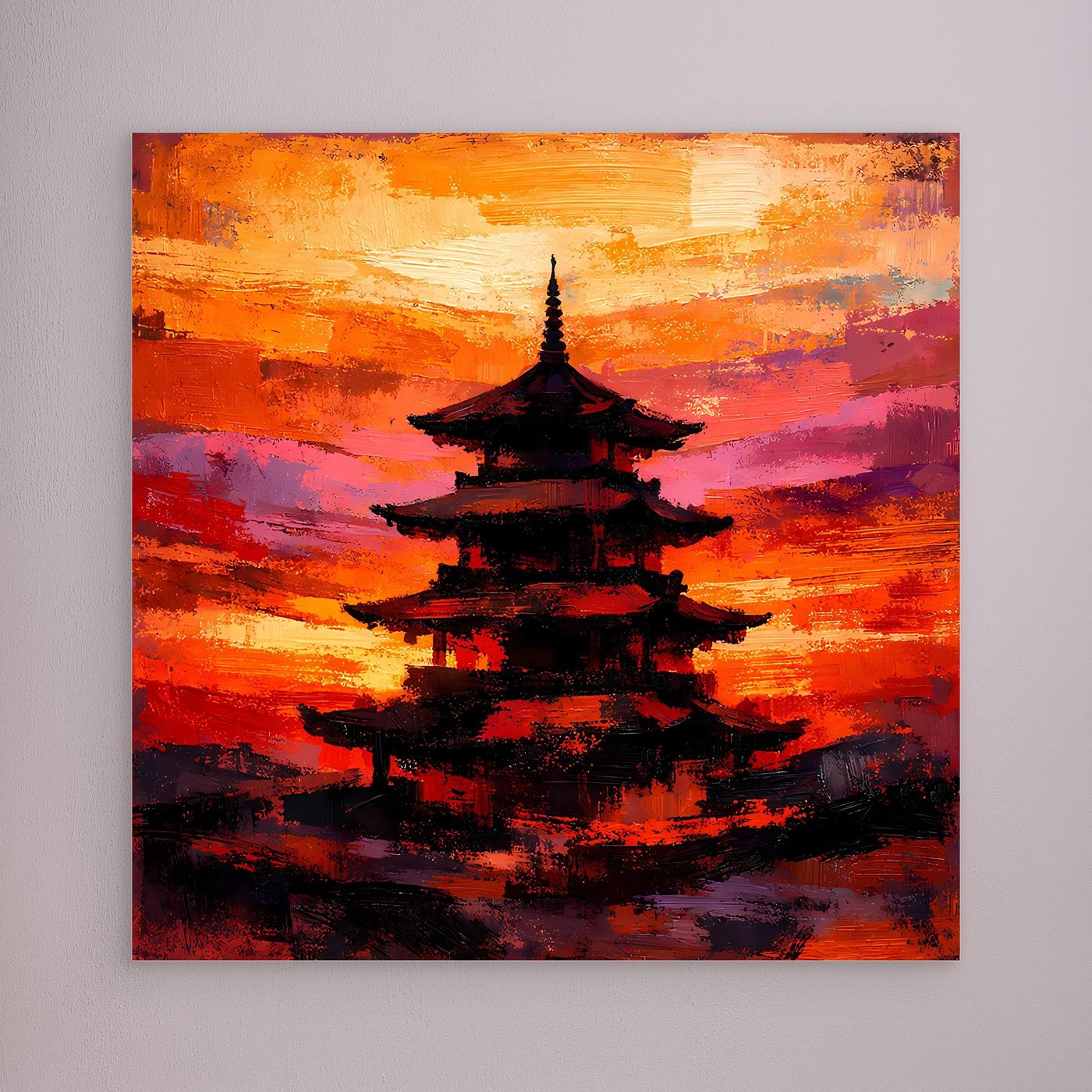 Leinwandbild Traditionelle Japanische Pagode | Abstraktes Asien-Wandbild