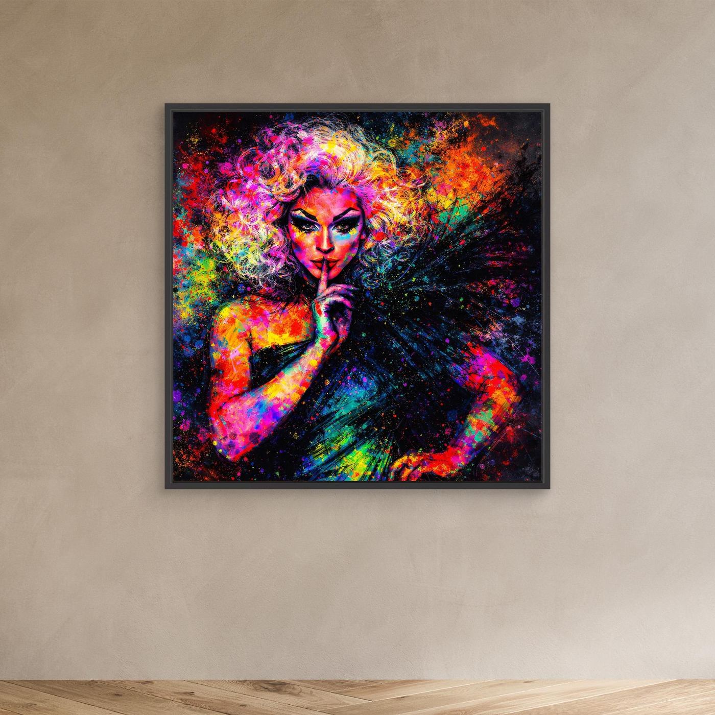 Leinwandbild Drag Queen Pop-Art | Bunte Farbexplosion Wandbild auf Keilrahmen