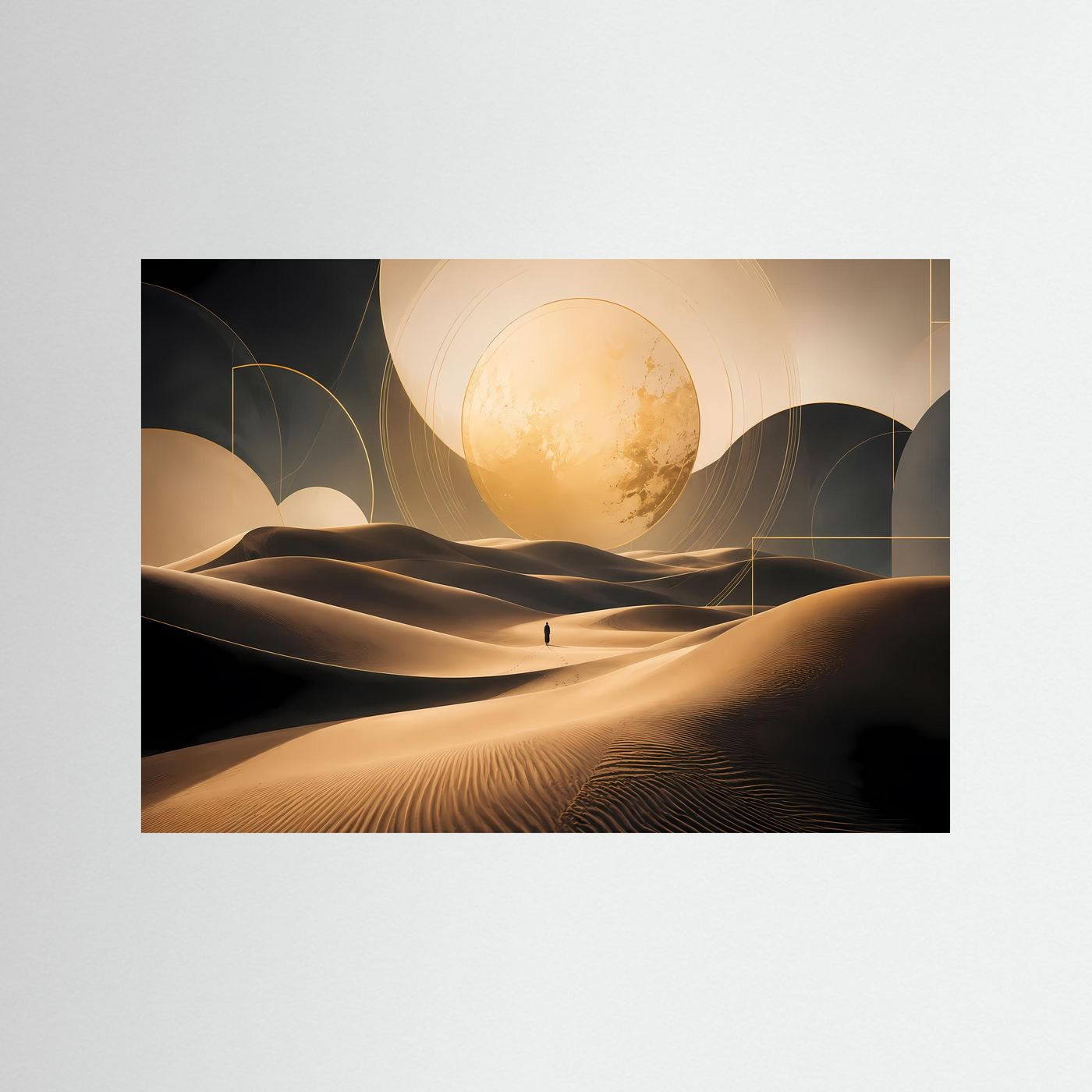 Goldene Wüste – Reise ins Unbekannte | Abstrakte Dünenlandschaft in Schwarz & Gold
