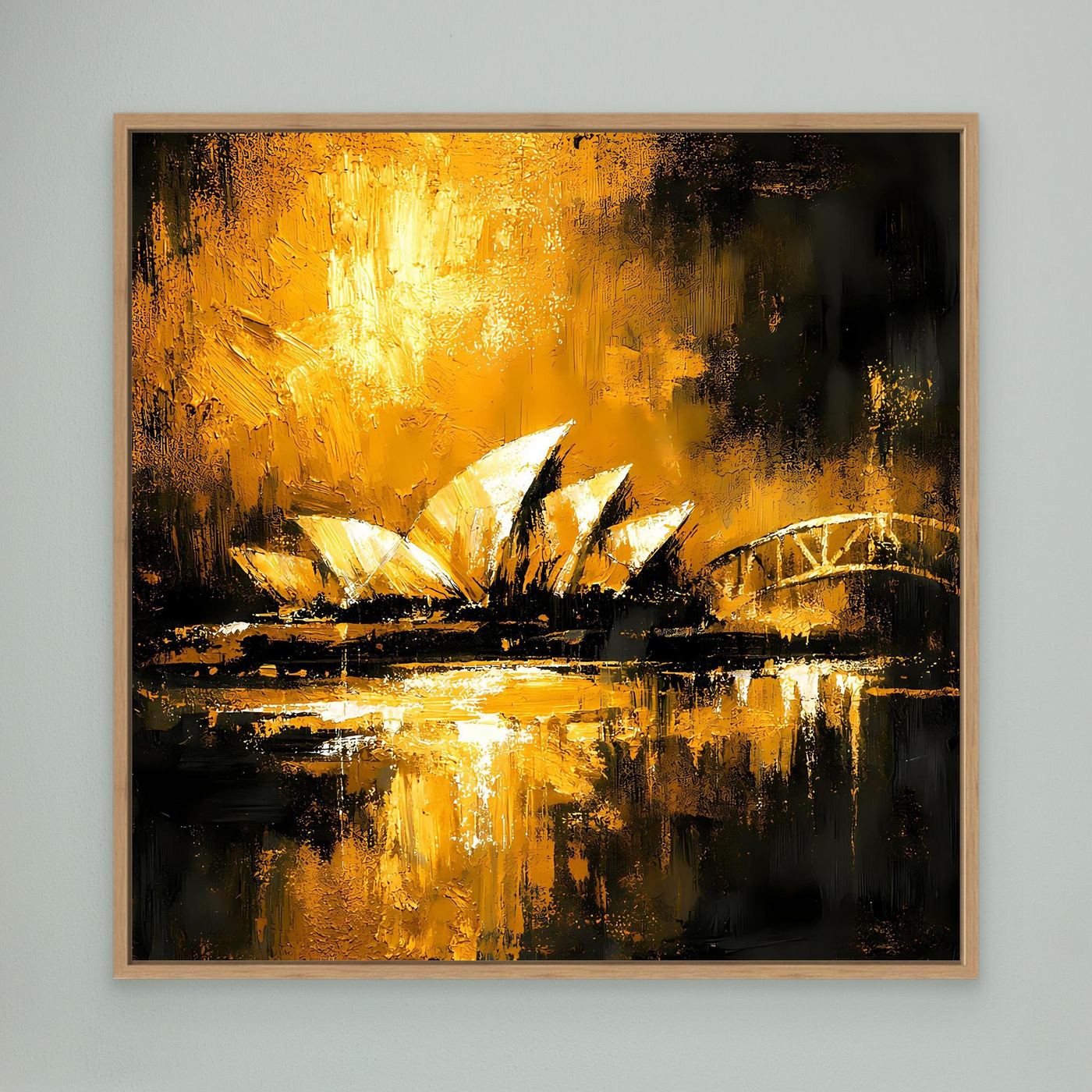 Leinwand Sydney Skyline bei Nacht | Abstraktes Opernhaus Wandbild Gold