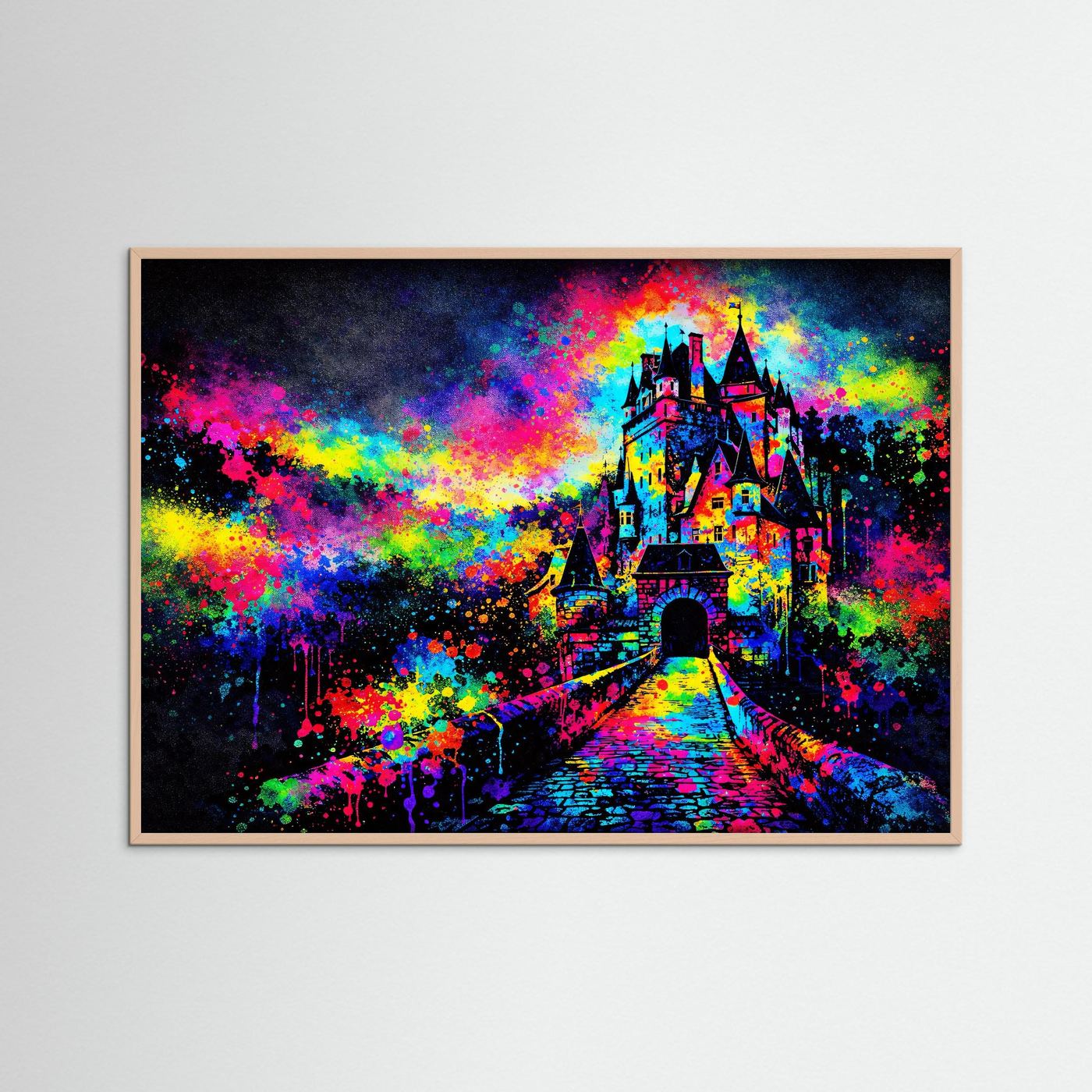 Mittelalterliche Burg Eltz Expressionismus | Bunte Architektur & Kunst Poster Querformat