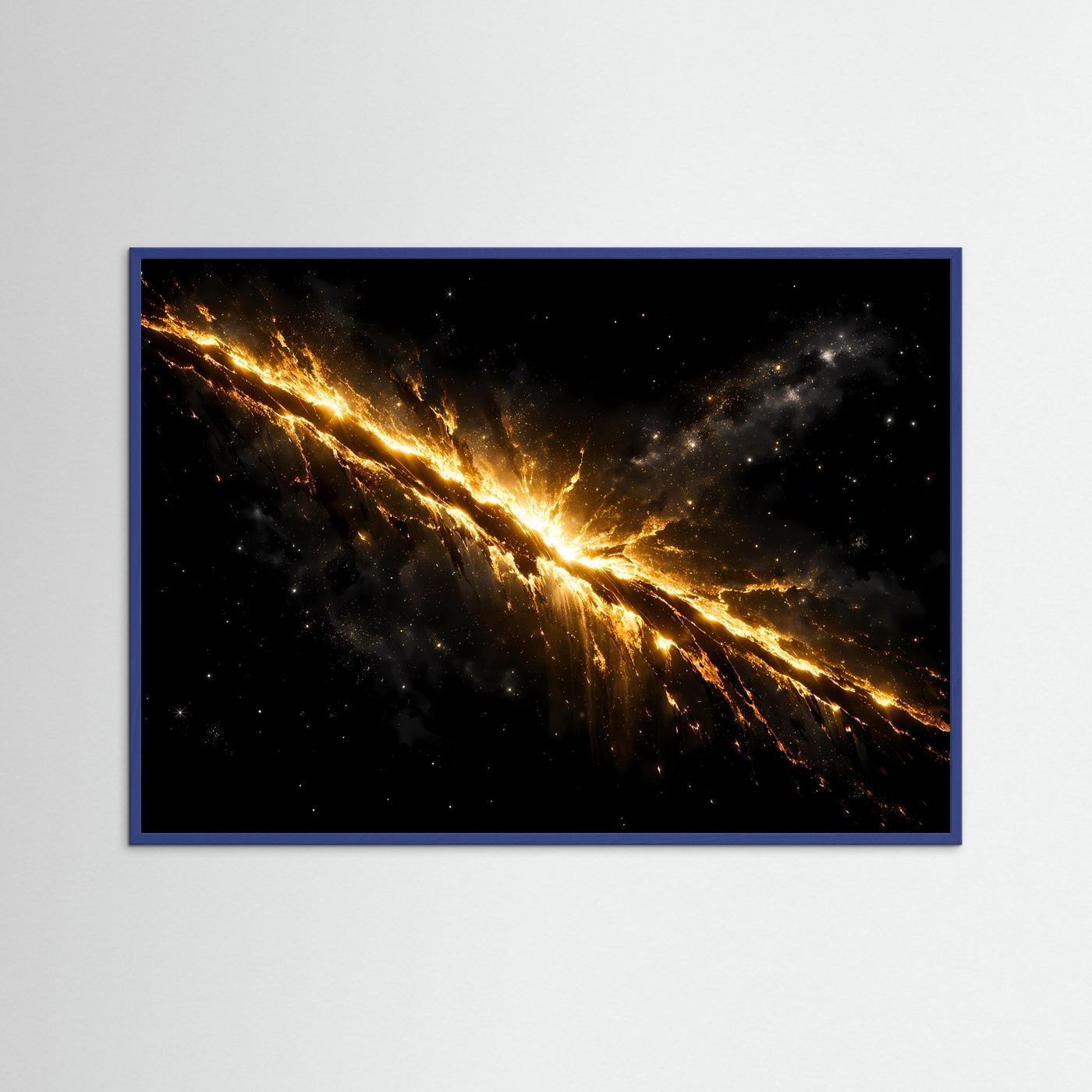 Glühender Goldener Kosmosriss | Astronomie Kunst & Feuriges Weltall Wandbild Querformat