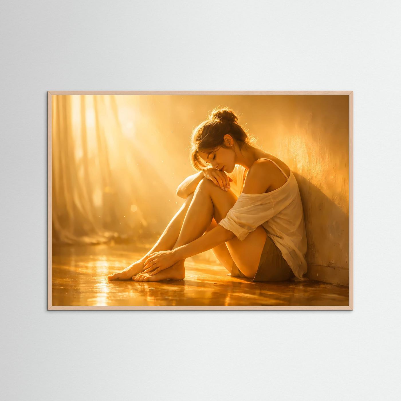 Frau im goldenen Sonnenlicht | Ästhetisches Porträt & Sinnliche Wandkunst Poster Querformat