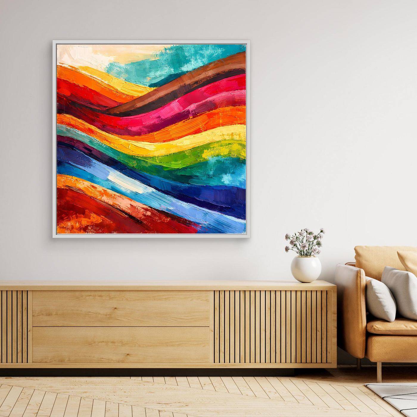 Abstraktes Farbenspiel Leinwandbild | Moderne Farbexplosion Kunst-Wandbild