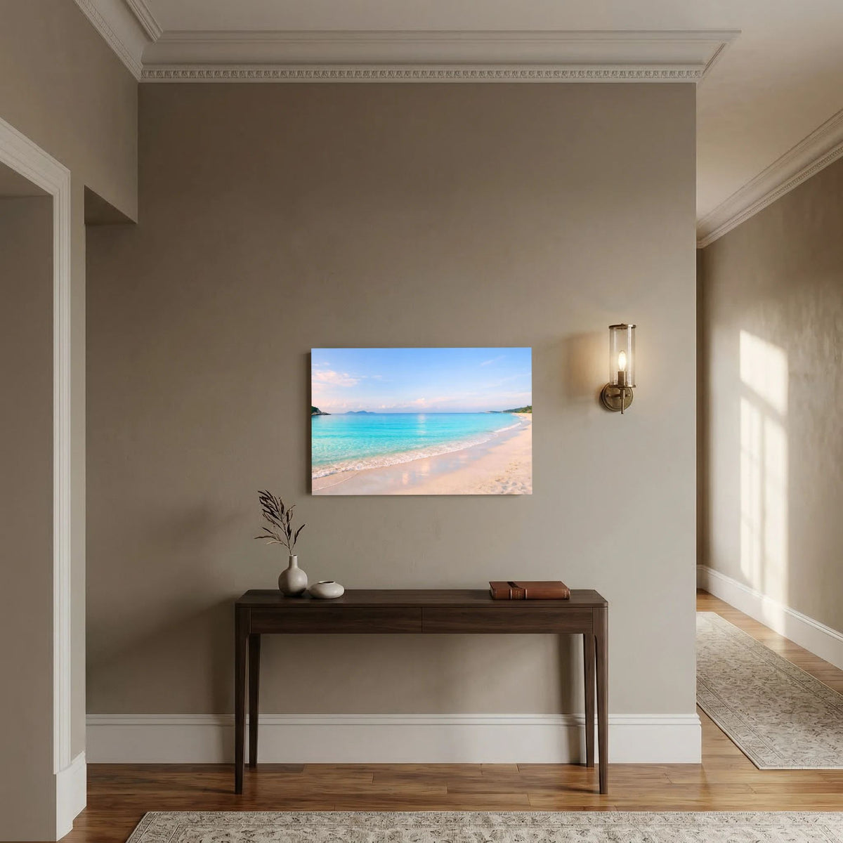 Horizontales Strand-Wandbild, ungerahmter Druck mit blauem Meer und Sandstrand