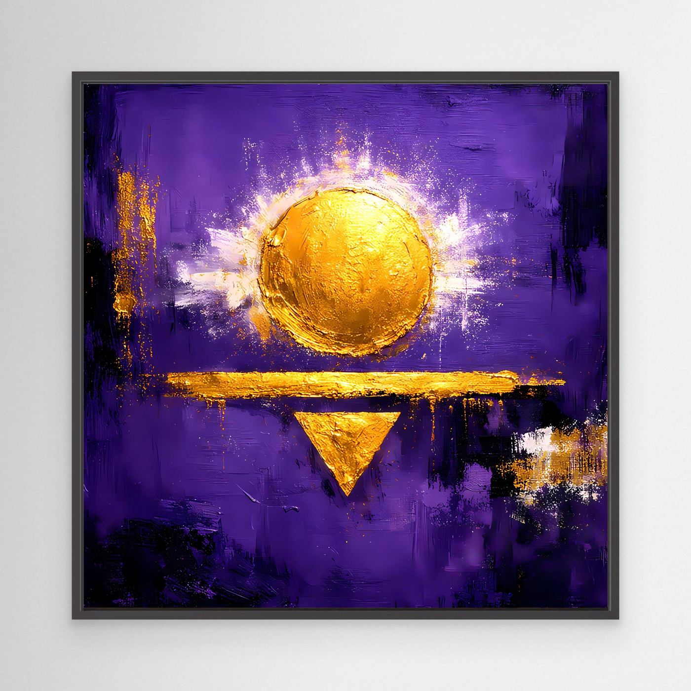 Leinwand Kosmische Sonne auf Violett | Abstraktes Geometrisches Wandbild Moderne Kunst