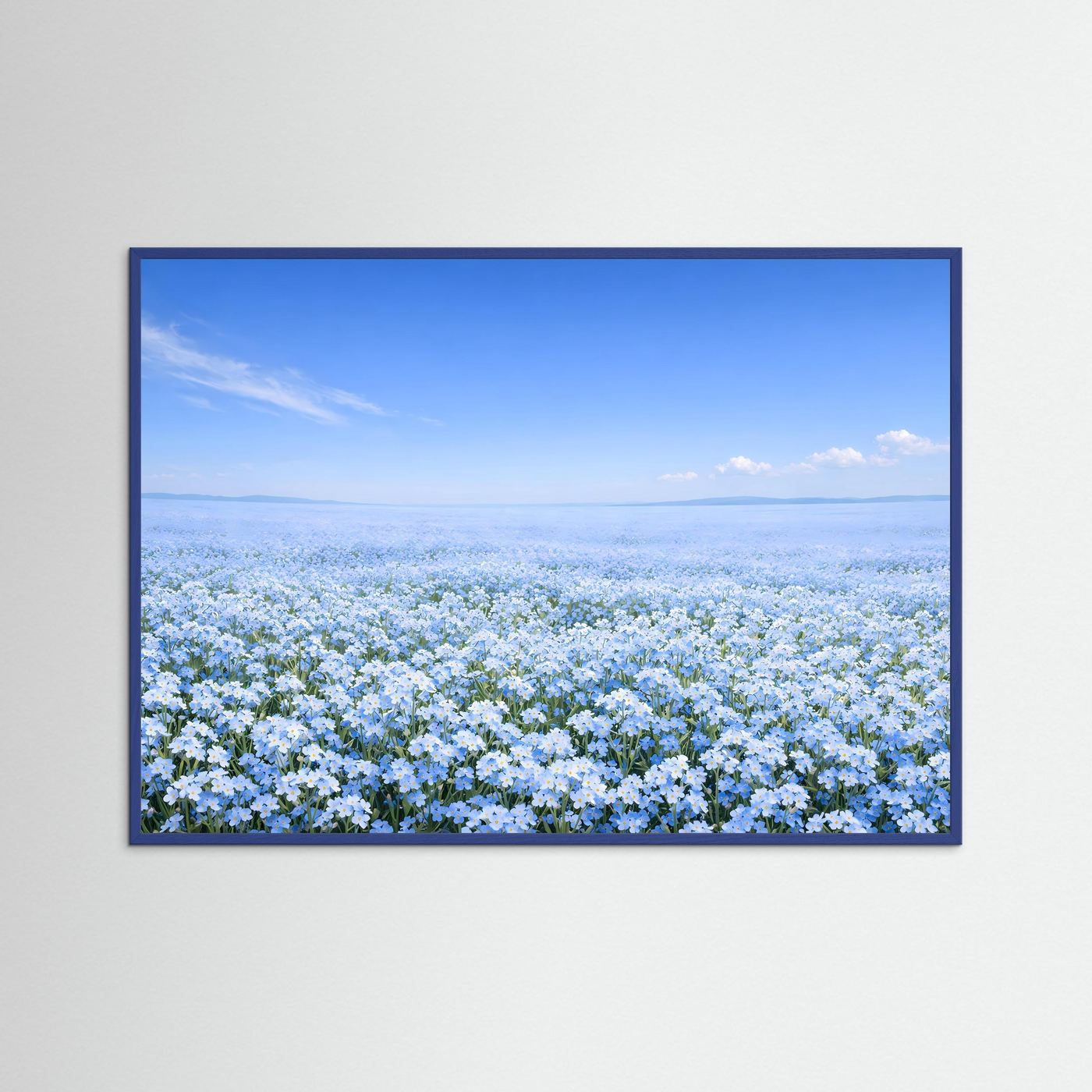 Endloses Vergissmeinnicht Blumenfeld | Blaues Blütenmeer Natur Poster Querformat