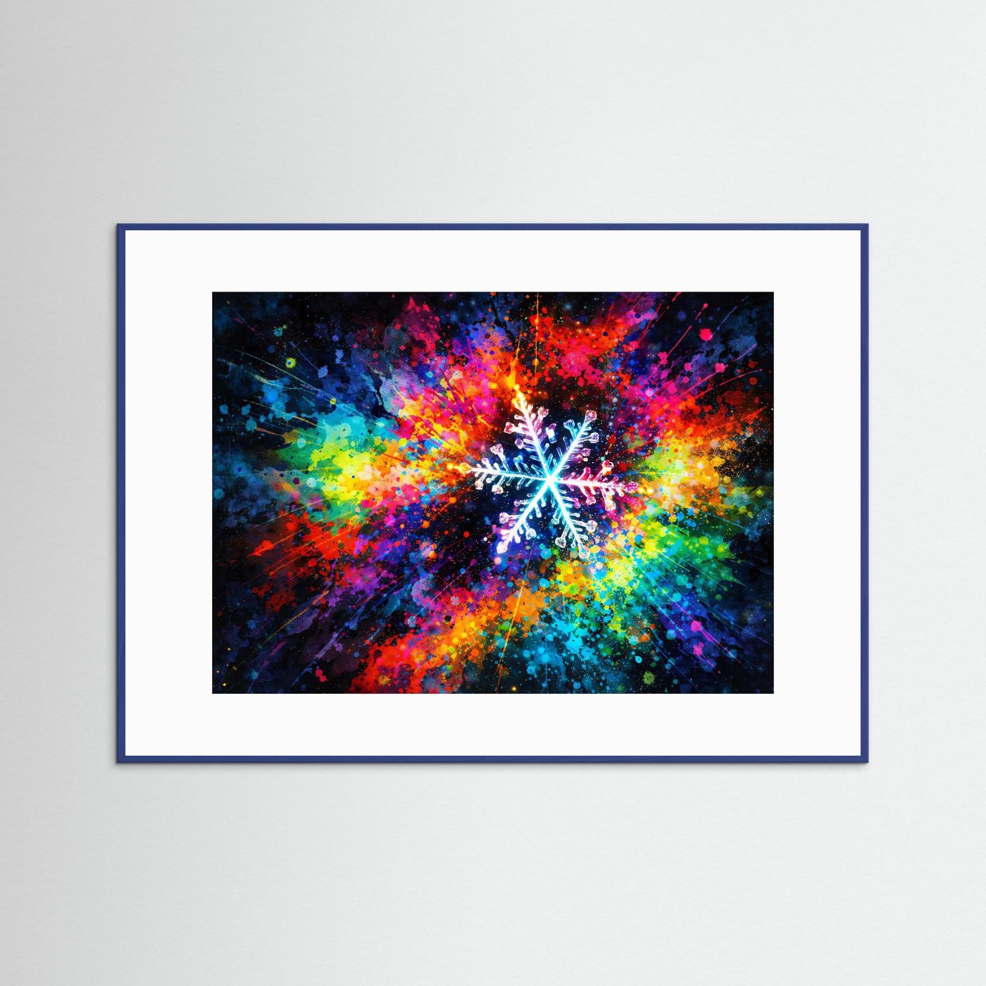 Farbenfrohe Schneeflocke Expressionismus | Bunt & Abstrakt Winter Kunst Poster Querformat