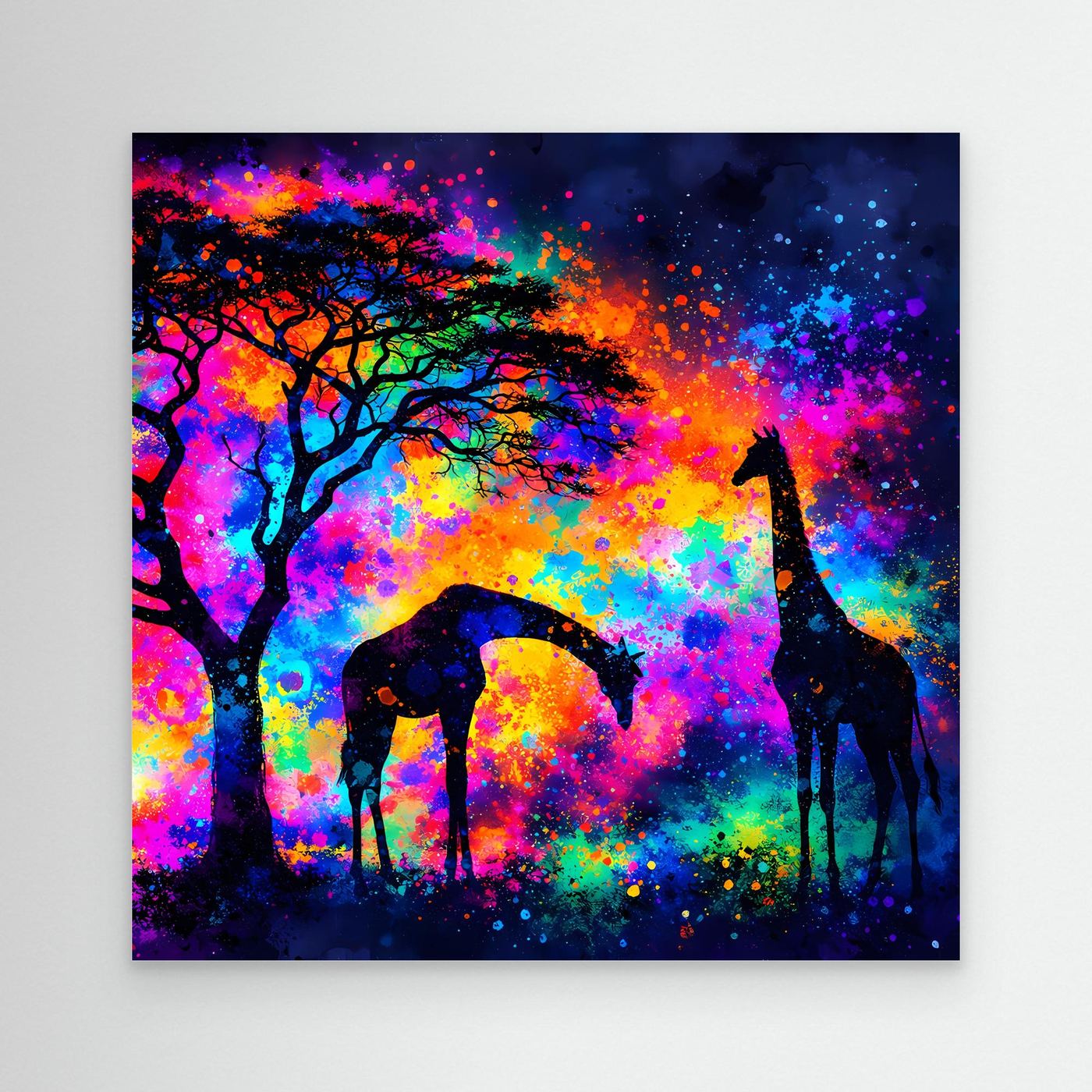 Leinwandbild Magische Afrikanische Savanne | Abstraktes Giraffen Wandbild auf Keilrahmen