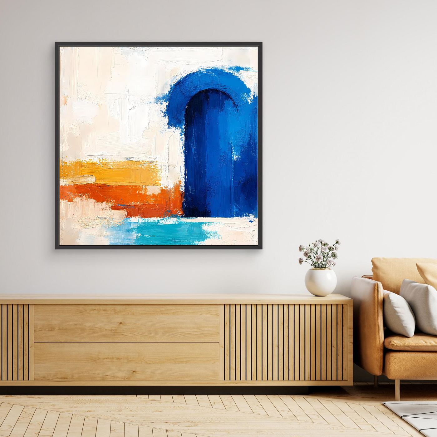 Leinwand Blauer Marokkanischer Torbogen | Abstraktes Orientalisches Wandbild