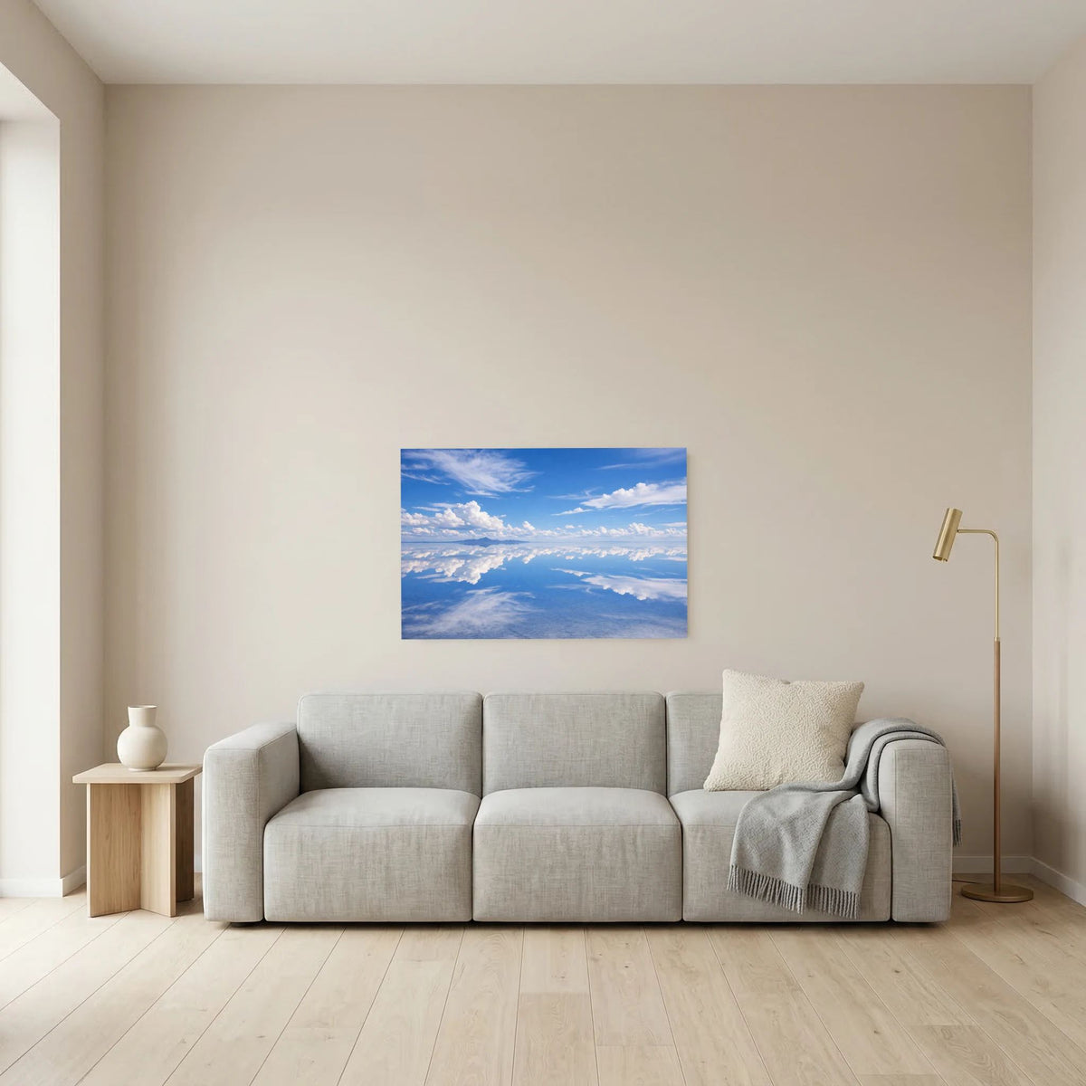 Kleines Poster im Querformat mit blauem Himmel und Wolken