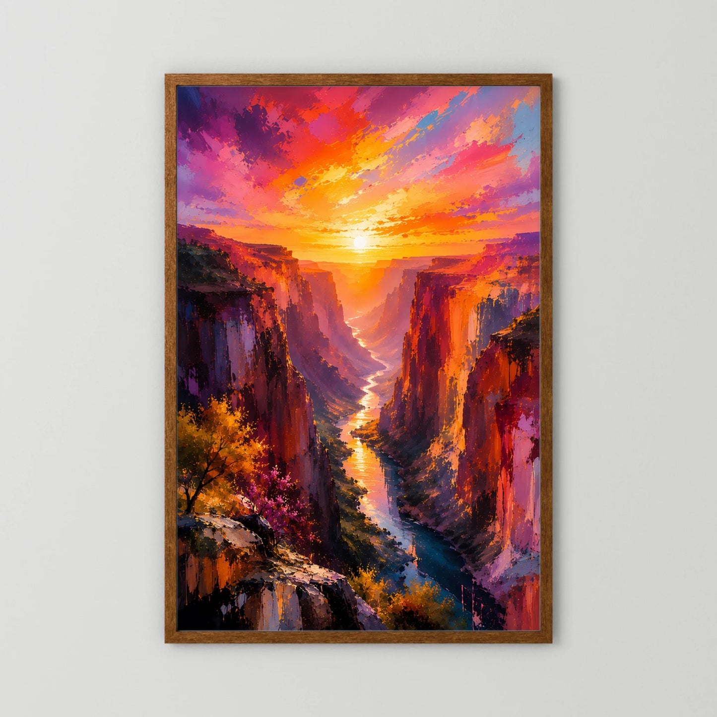 Leuchtender Canyon | Farbenfroher Sonnenuntergang über Schlucht | Poster Hochformat