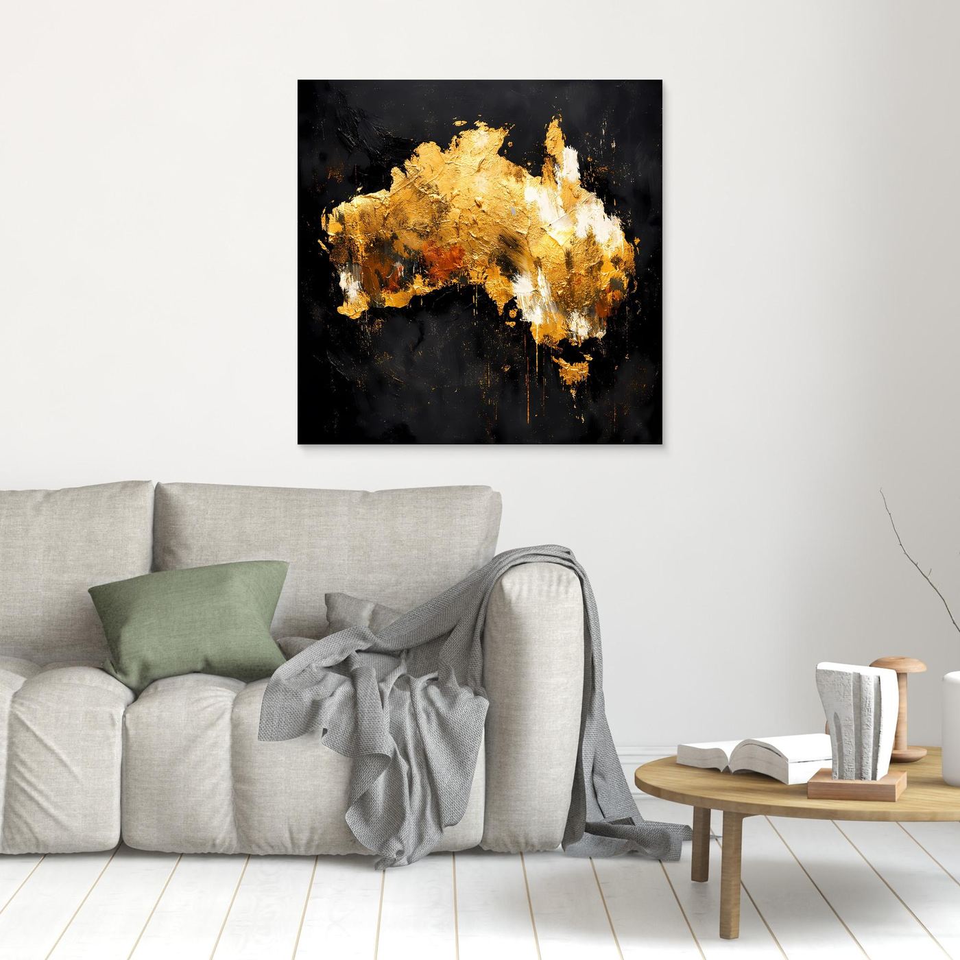Leinwand Goldene Landkarte von Australien | Modernes Luxus Wandbild Kontinent
