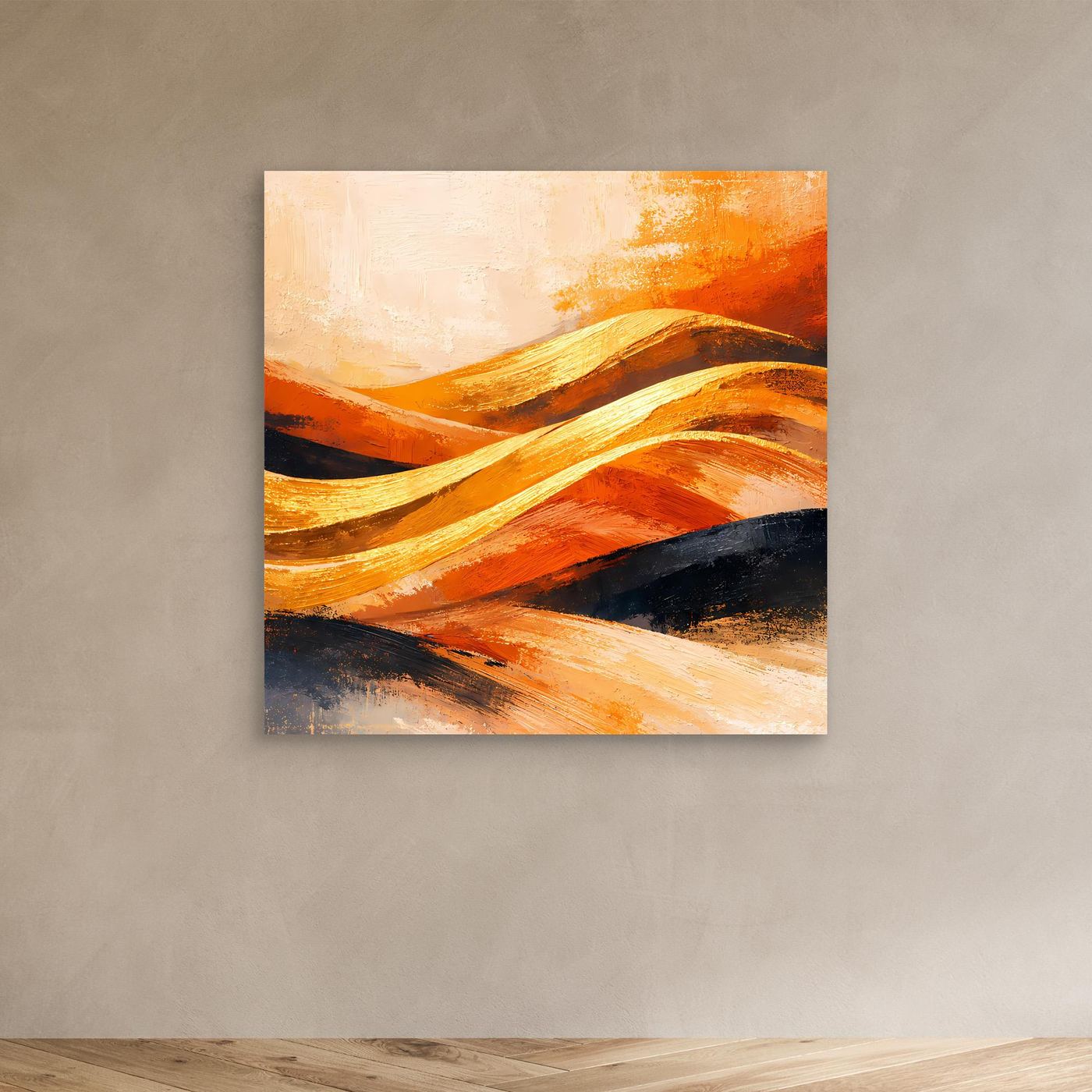 Leinwand Goldene Wüstendünen | Abstraktes Modern Art Landschafts Wandbild