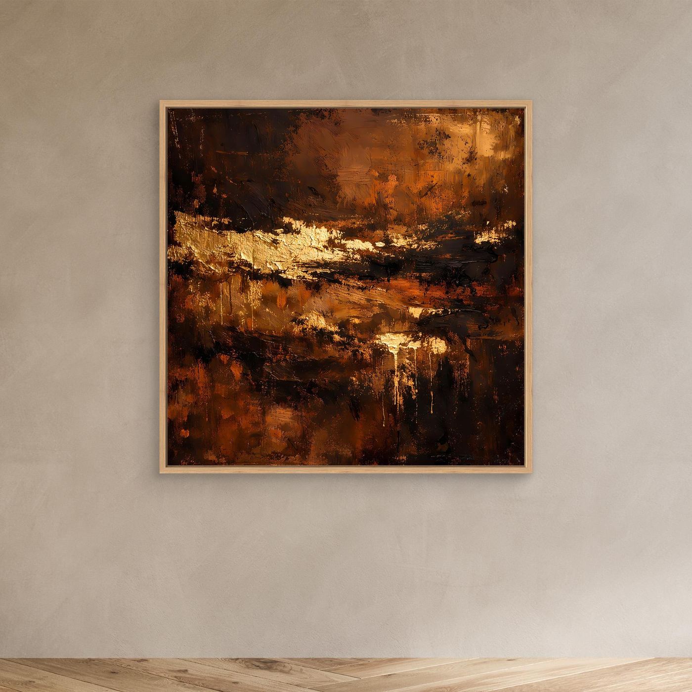 Leinwand Abstraktes Ölgemälde in Gold und Bronze | Modernes Luxus Wandbild